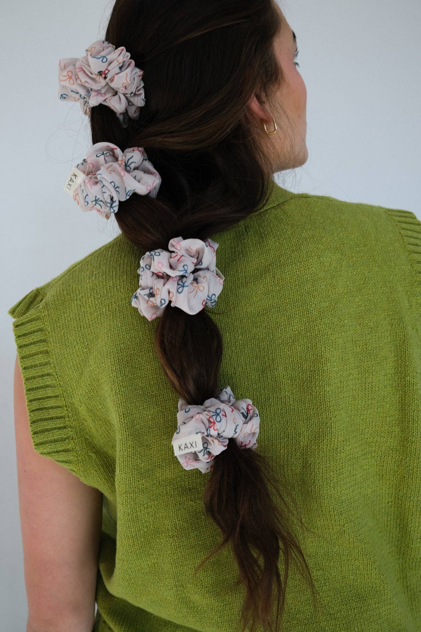 Bow Pattern Hair Scrunchie - Soft Elastic Hair Tie for Women & Girls - Perfect for Workouts, School, and Everyday Styling