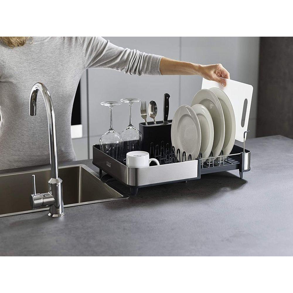 Joseph Joseph Extendable Expandable Dish Rack - Stainless Steel Kitchen Organizer for Drying Dishes, Utensils & Cookware - Perfect for Small Spaces & Compact Kitchens