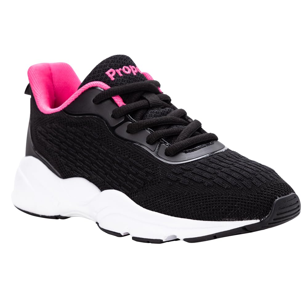 Propet Women's Stability Strive Walking Sneakers - Black & Pink - Size 7 B - Comfortable Supportive Shoes for Walking, Running & Everyday Wear
