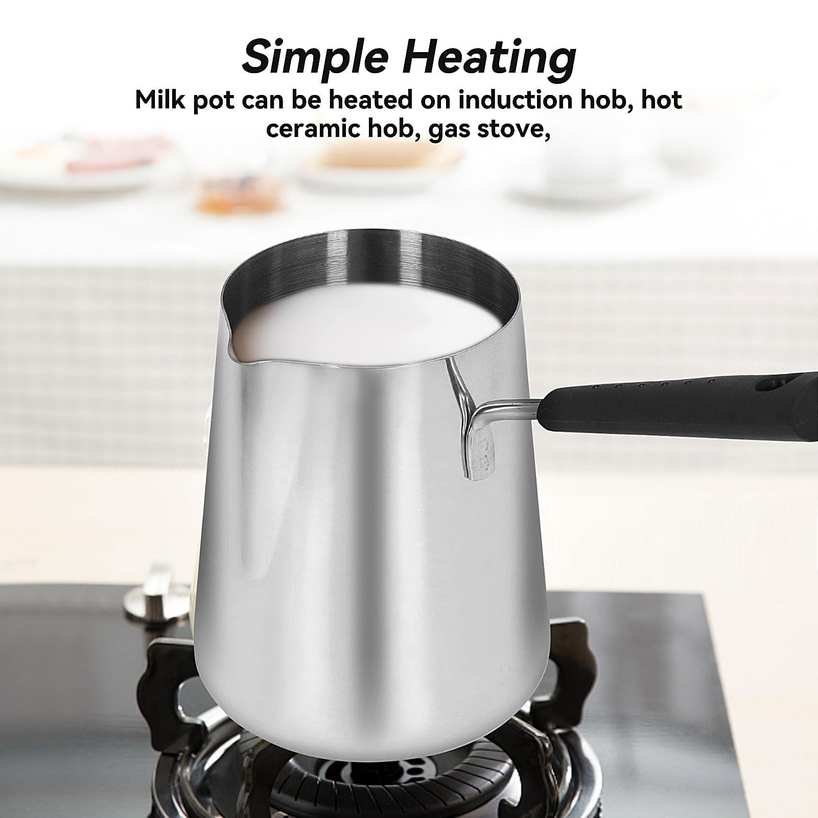 Stainless Steel Turkish Coffee Warmer Pot with Spout - 900ml Milk Butter & Chocolate Melting Jug - Perfect for Turkish Coffee, Hot Chocolate & Butter Melting at Home or Cafe
