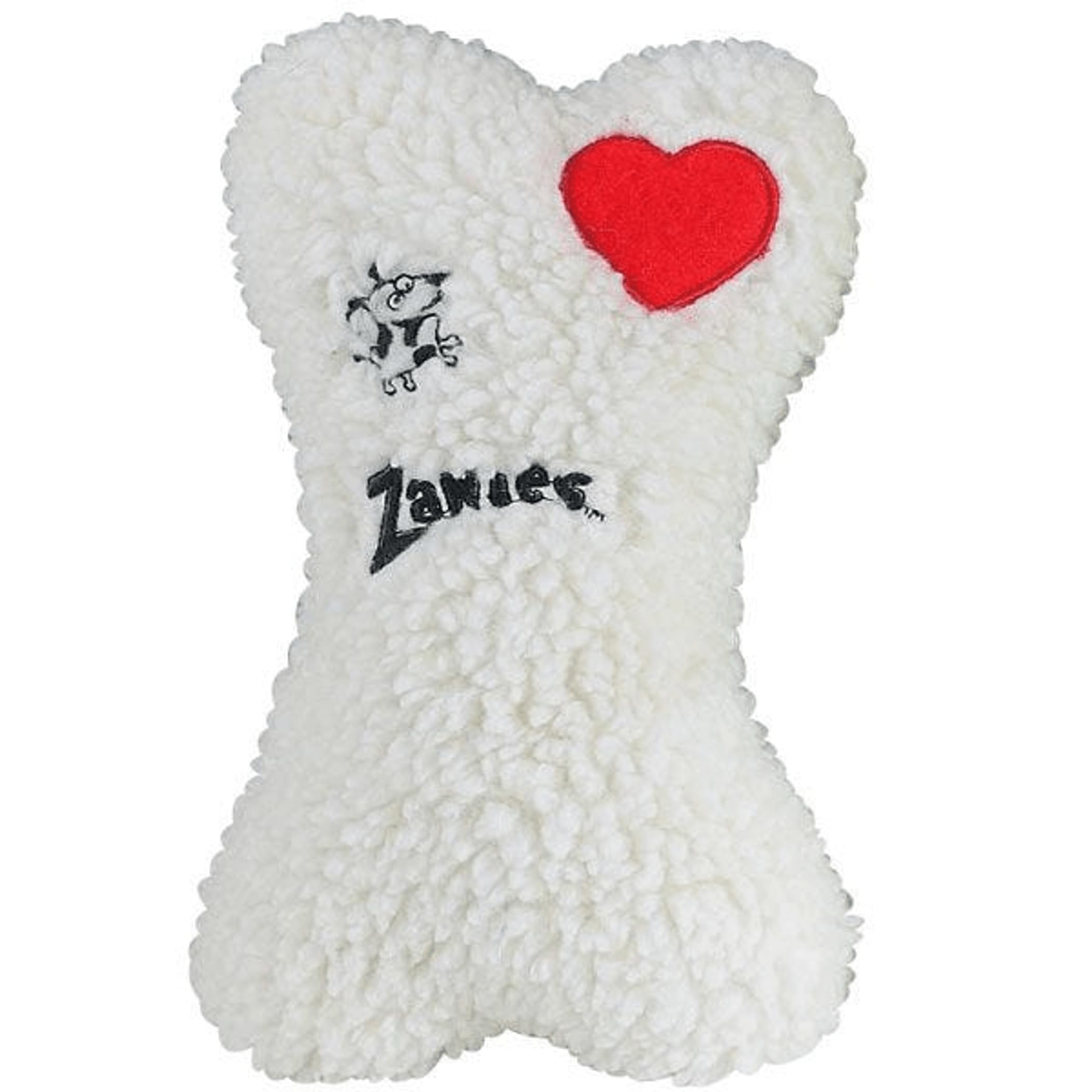 Zanies Embroidered Berber Bone Dog Chew Toys - Durable White Puppy Chew Bone for Small & Medium Dogs - Perfect for Teething, Training & Playtime at Home or Outdoors