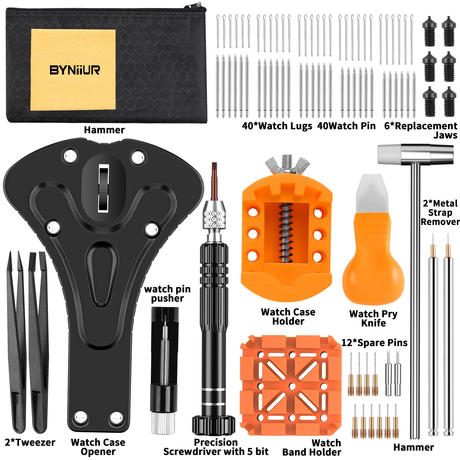 BYNIIUR Watch Repair Kit - Battery & Band Tool Kit for Watch Replacement & Maintenance