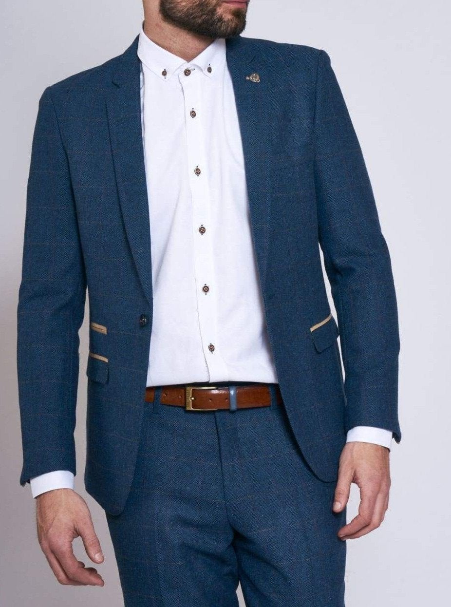 Marc Darcy Dion Blue Tweed 2 Piece Suit for Women - Elegant Office & Wedding Blazer Set - Perfect for Business Formal, Cocktail Parties & Special Occasions