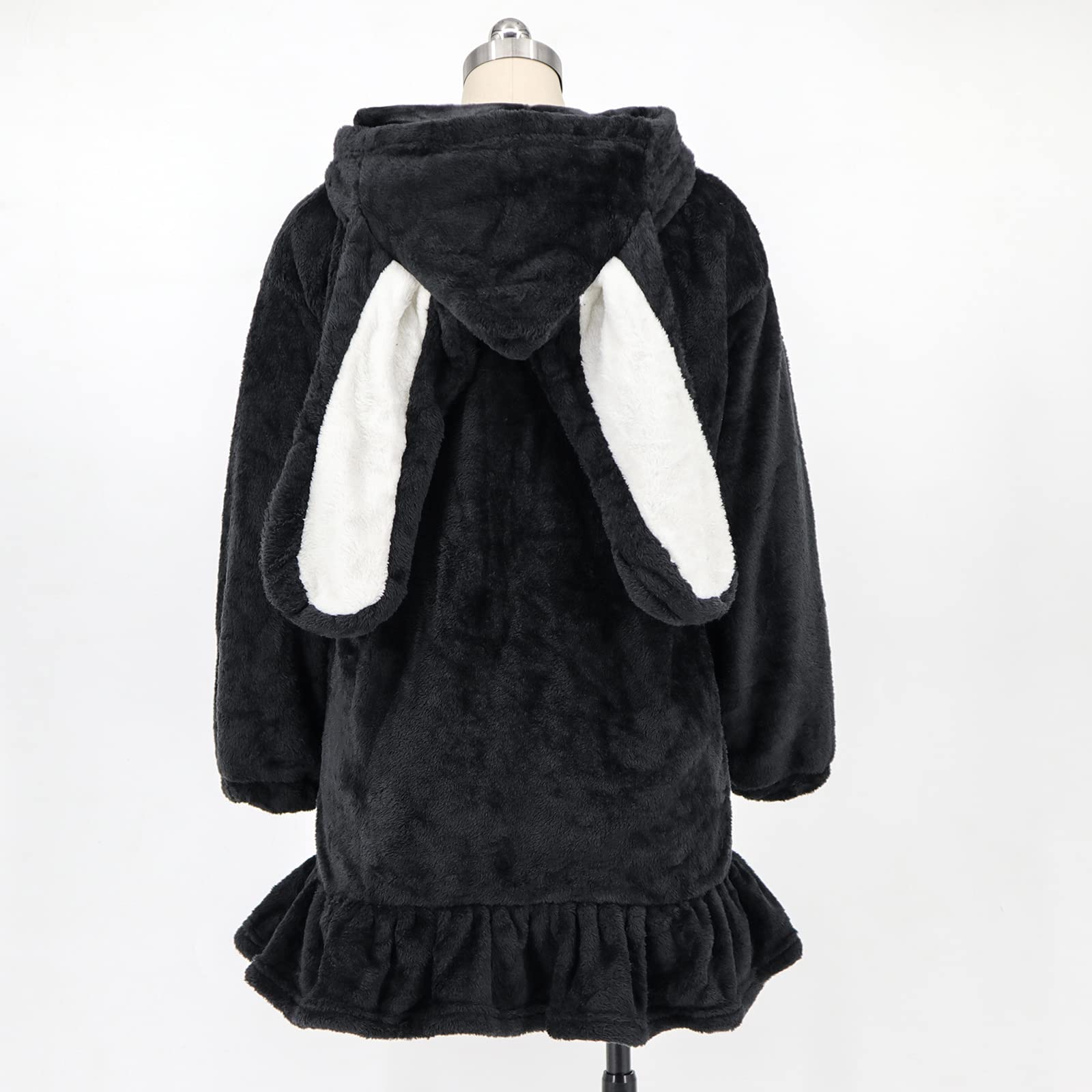 Cute Bunny Ear Long Sleeve Fuzzy Fluffy Rabbit Hoodie for Women - Cozy Winter Sweatshirt & Jacket for Casual Wear, Halloween Costume, and Christmas Gifts