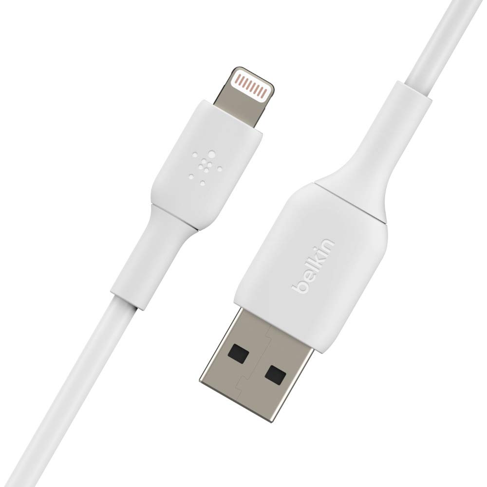 Belkin MFi-Certified Lightning to USB Cable - 3ft Fast Charging Cord for iPhone 14/13/12/11/X/8, iPad & AirPods - Durable White Charger (CAA001bt1MWH) | Perfect for Home, Office & Travel Use