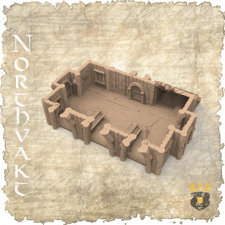 Viking Era Stable Diorama - Medieval Fantasy Tabletop Gaming Set for RPG & War Games - Perfect for D&D, Pathfinder, and Historical Battle Scenes