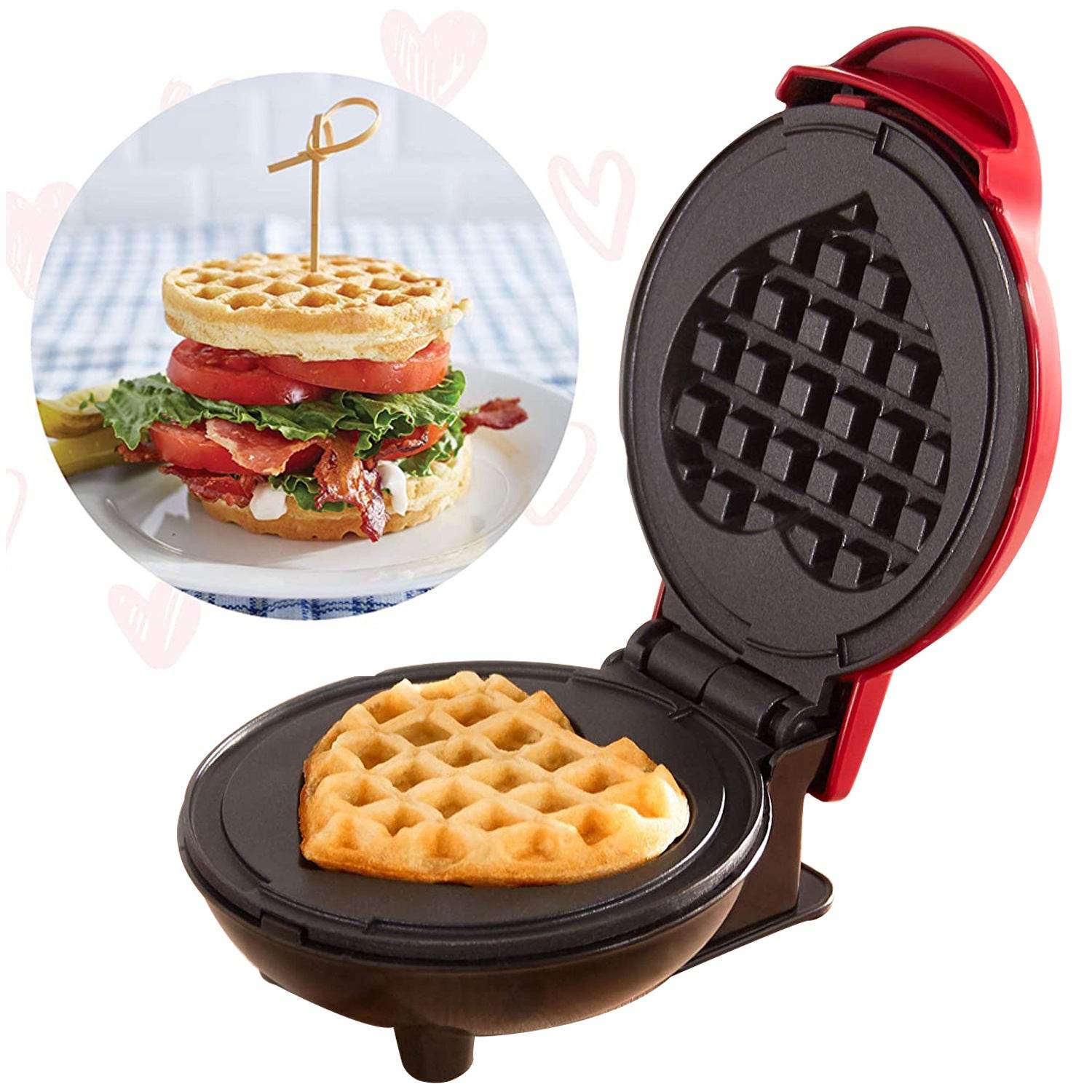 LovePop Mini Waffle Maker - Compact & Non-Stick Electric Waffle Iron for Quick Breakfast | Perfect for Kids, Camping, Dorms & Small Kitchens