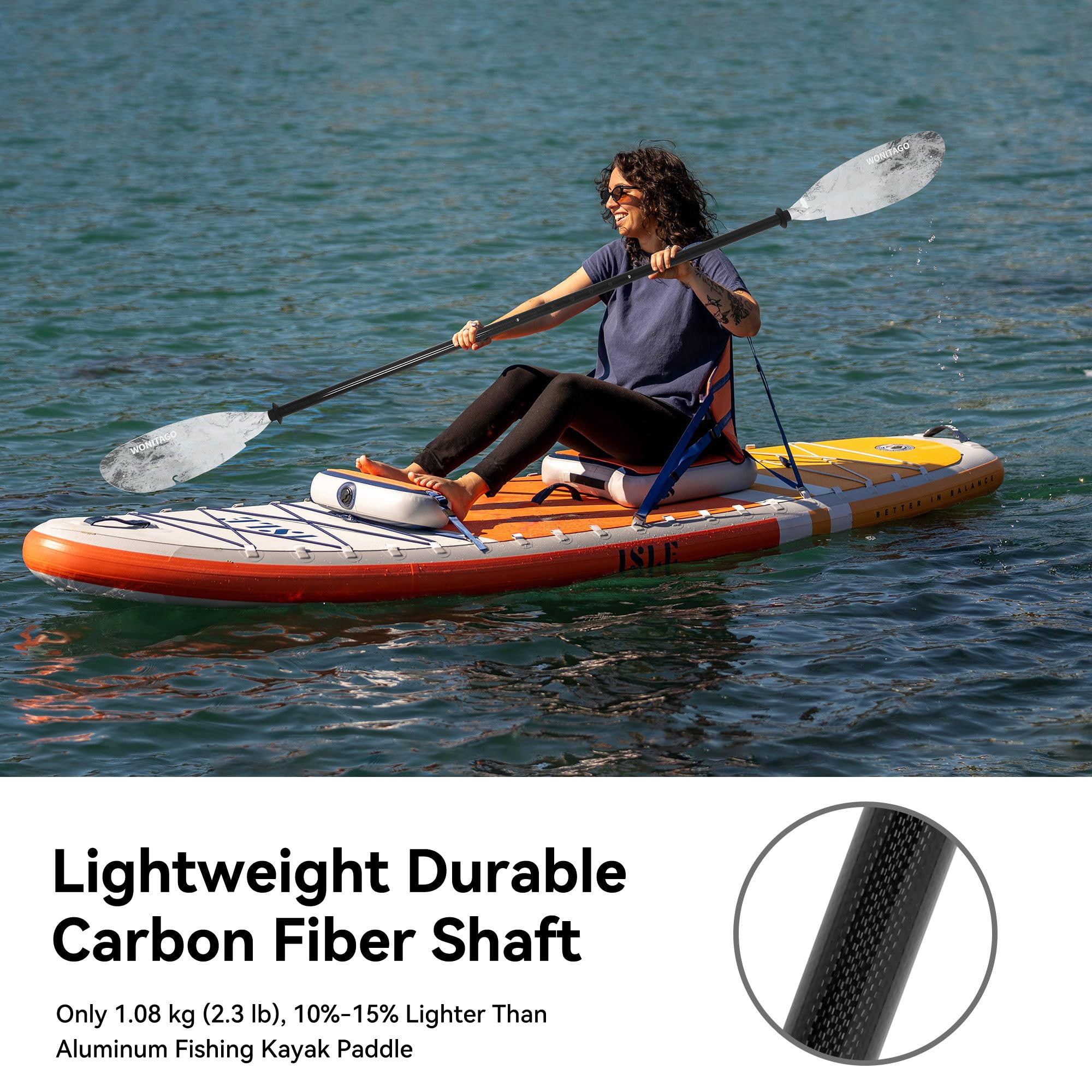 Adjustable Kayak Paddle with Carbon Fiber Shaft & PP Blade - 220-250cm Floating Lightweight Oars for Kayaking, Canoeing & Water Sports | Perfect for Recreational Paddling, Fishing & Outdoor Adventures