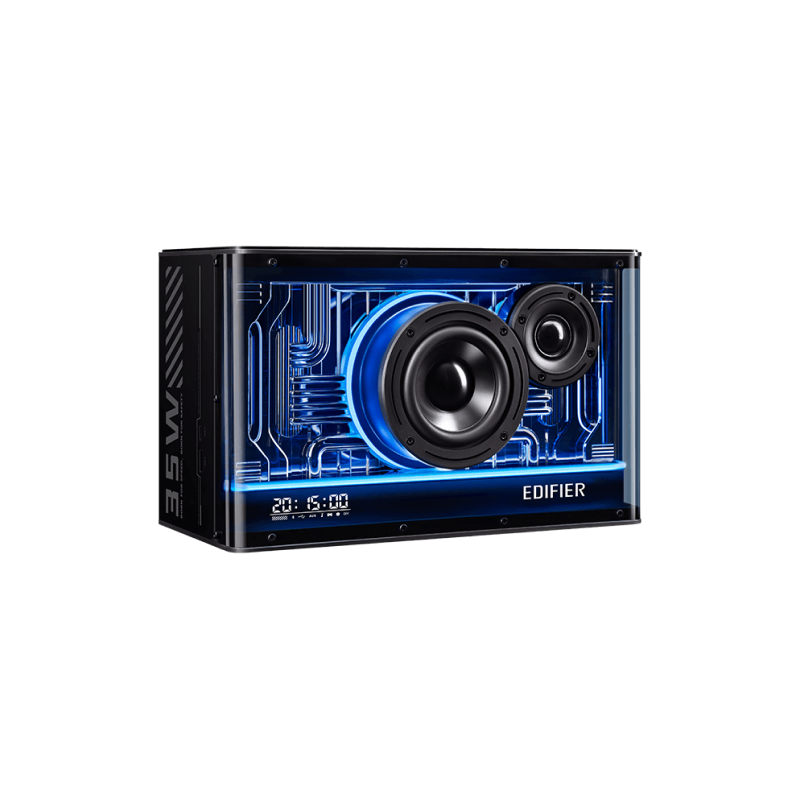 Edifier QD35 Black Bluetooth Speaker with RGB Lights - Premium Tabletop Sound System for Home, Office, and Gaming Setup