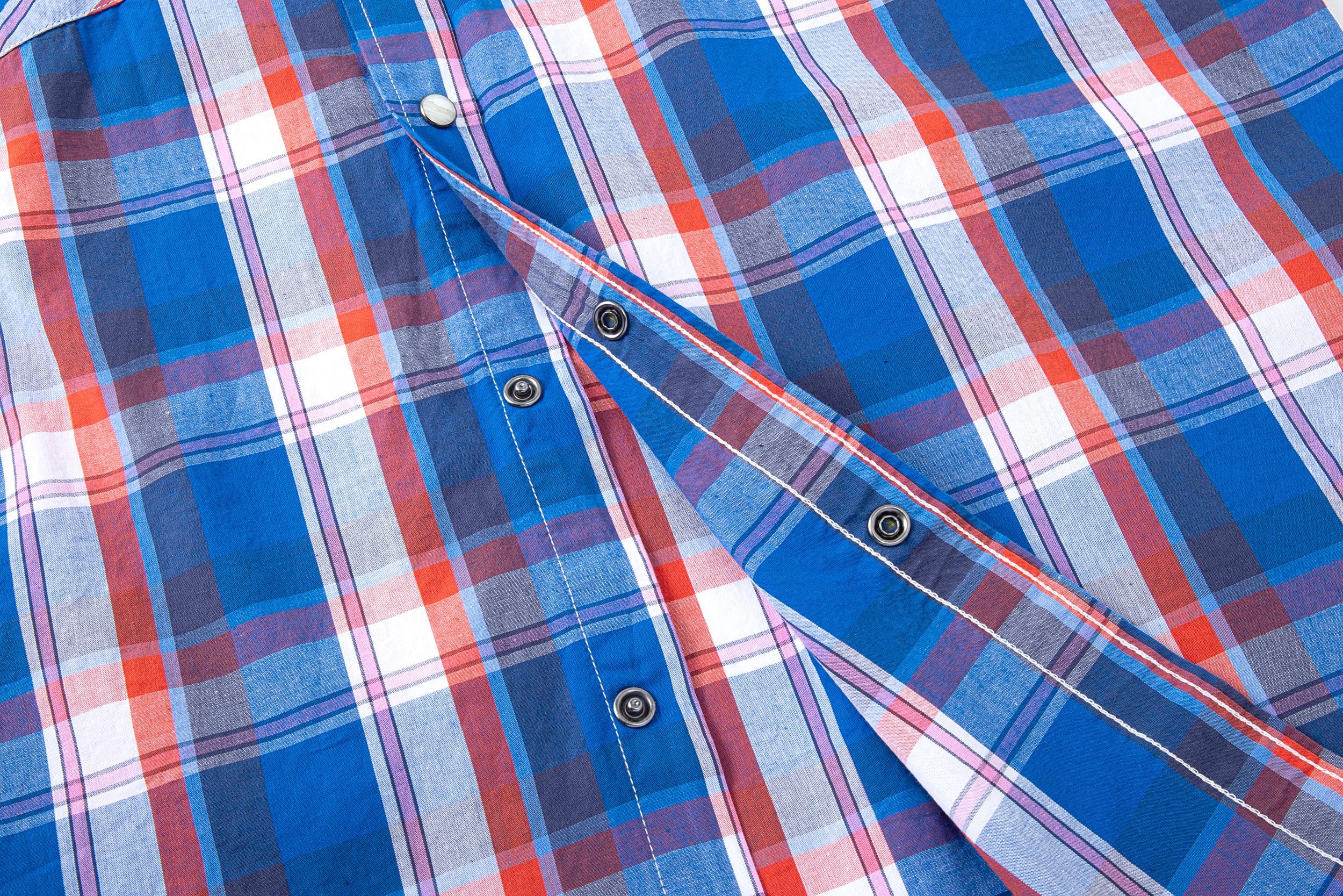 Men's Short Sleeve Western Shirts with Pearl Snap Buttons - Casual Button Up Plaid Shirt for Cowboy Style, Outdoor Activities & Country Music Events