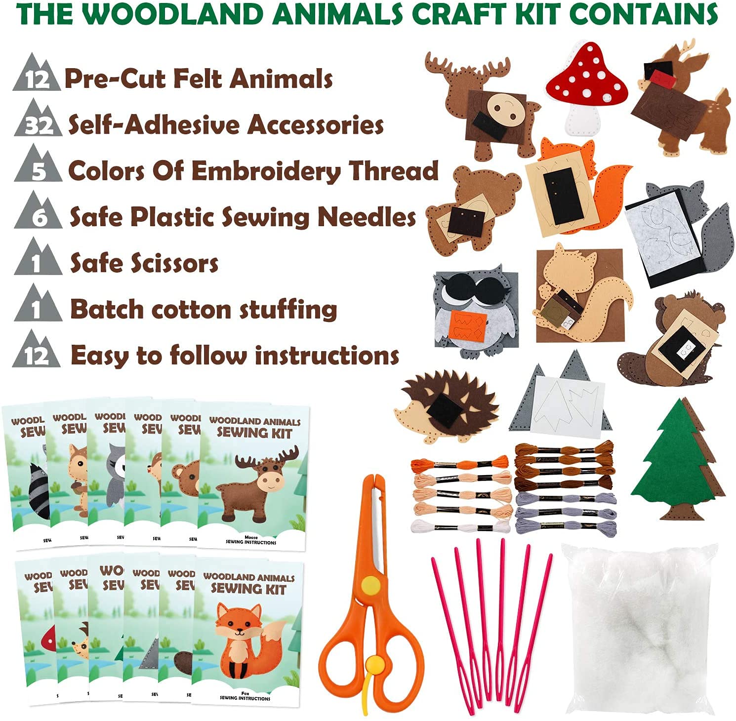 CiyvoLyeen 2 Pack Animal Sewing Craft Kit for Kids - Woodland Animals & Puppy Felt DIY Sewing Kit for Beginners | Fun Educational Activity for Preschoolers & Toddlers | Perfect for Birthday Gifts & Classroom Projects