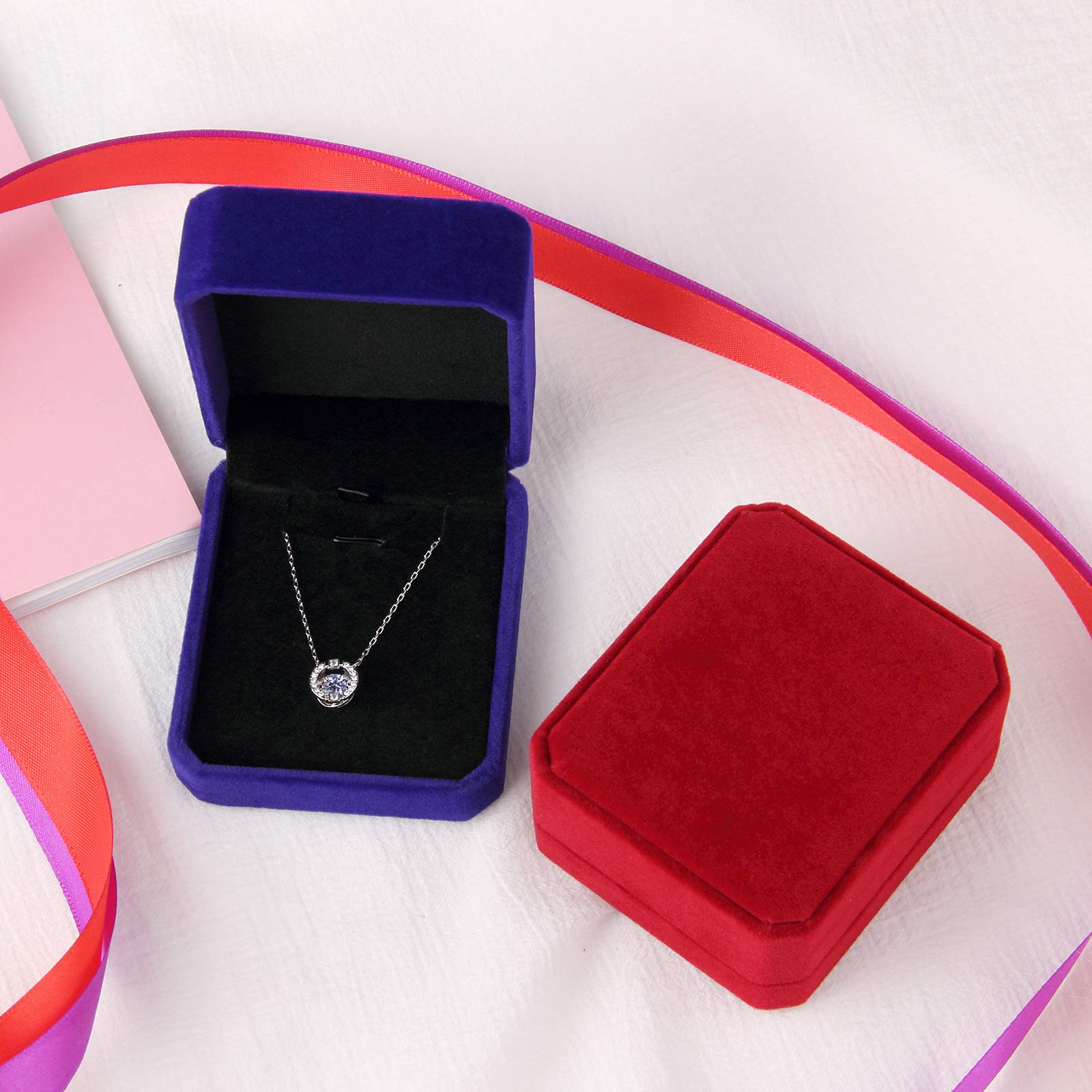 Lamoutor 4Pcs Velvet Jewelry Gift Box Set for Necklaces & Pendants - Perfect for Birthdays, Anniversaries, and Valentine's Day Gifts