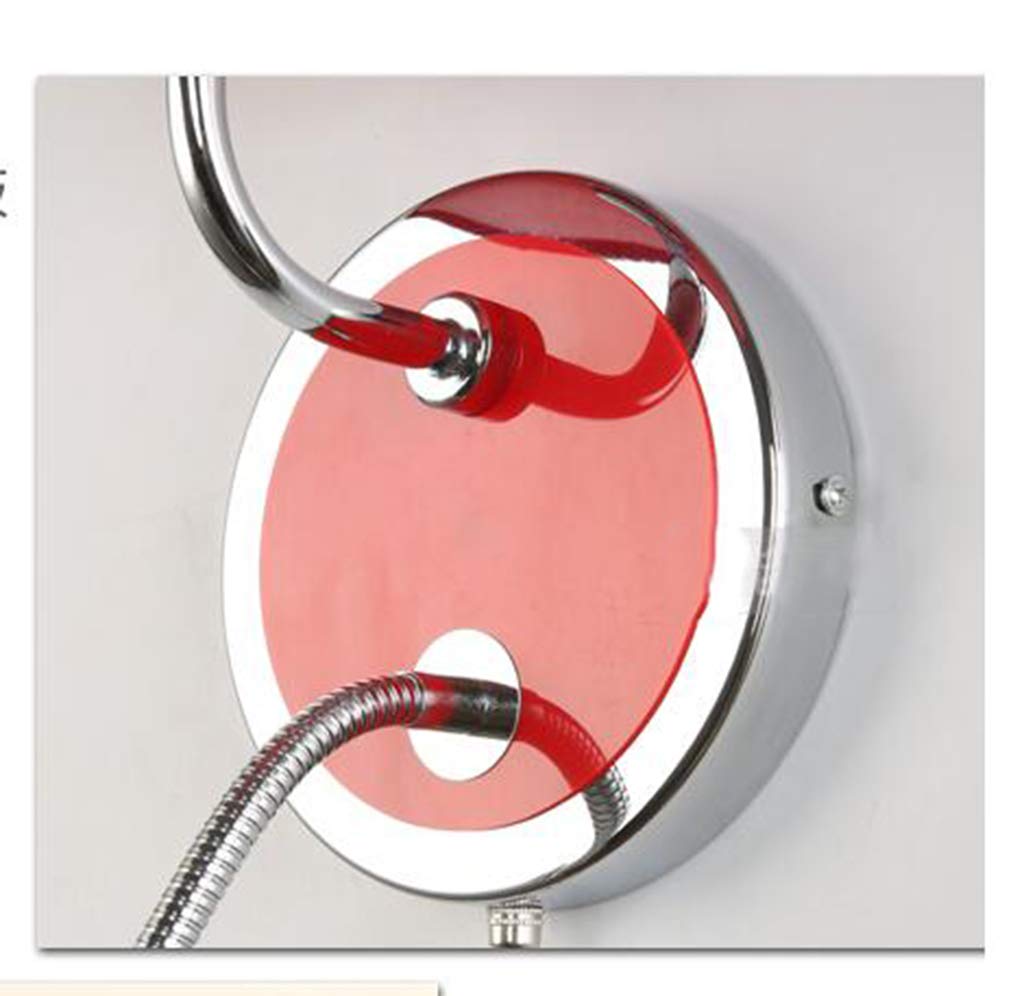 Red LED Wall Lamp with Pull Chain Switch - Dimmable Reading Light for Bedroom, Bedside, Living Room & Study - Perfect for Nighttime Reading and Cozy Ambiance
