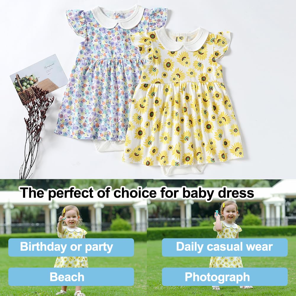 Zanie Kids Baby Girls Summer Dress - 100% Cotton Easter Outfit with Short Sleeves | Perfect for Easter Sunday, Family Photos & Summer Playdates