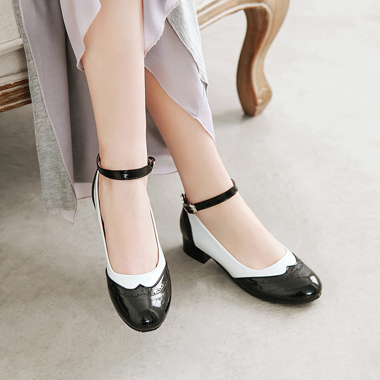 Women's Fashion Chunky Heel Flats - Lolita Mary Jane Shoes for Casual & Uniform Outfits | Comfortable School & Office Wear