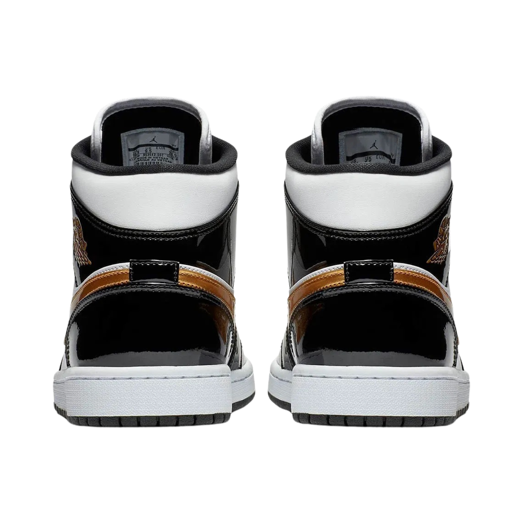 Air Jordan 1 Mid SE Sneakers - Black & Metallic Gold Basketball Shoes for Men | Comfortable Athletic Shoes for Casual Wear, Street Style & Gym Workouts
