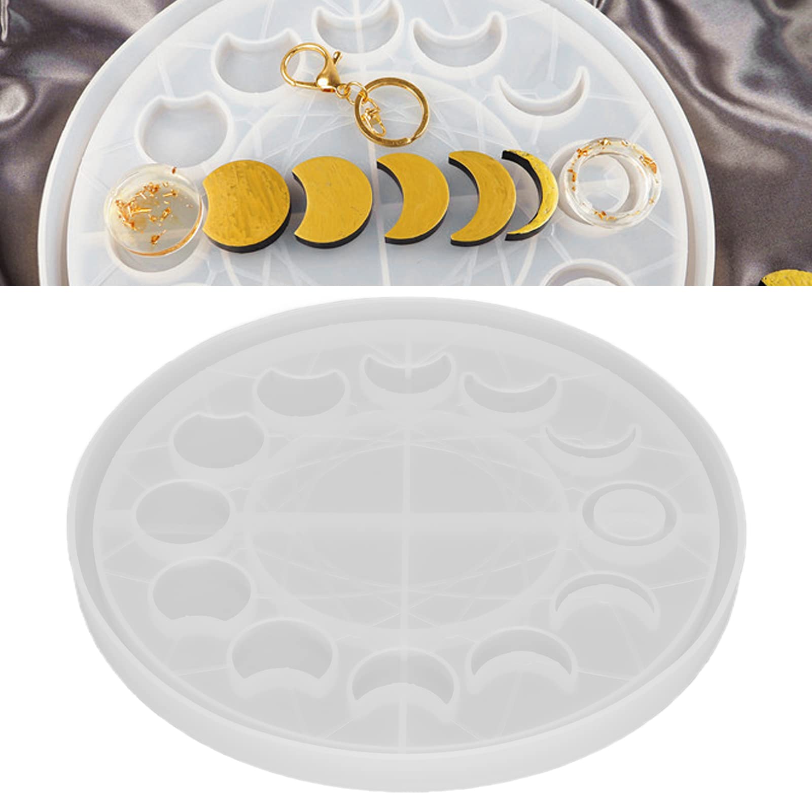 Moon Phase Tray - Lunar Eclipse Resin Jewelry Storage Box with Silicone Mold for DIY Crafts, Nail Art & Home Decor | Perfect for Organizing Rings, Earrings & Small Accessories on Vanity or Dresser