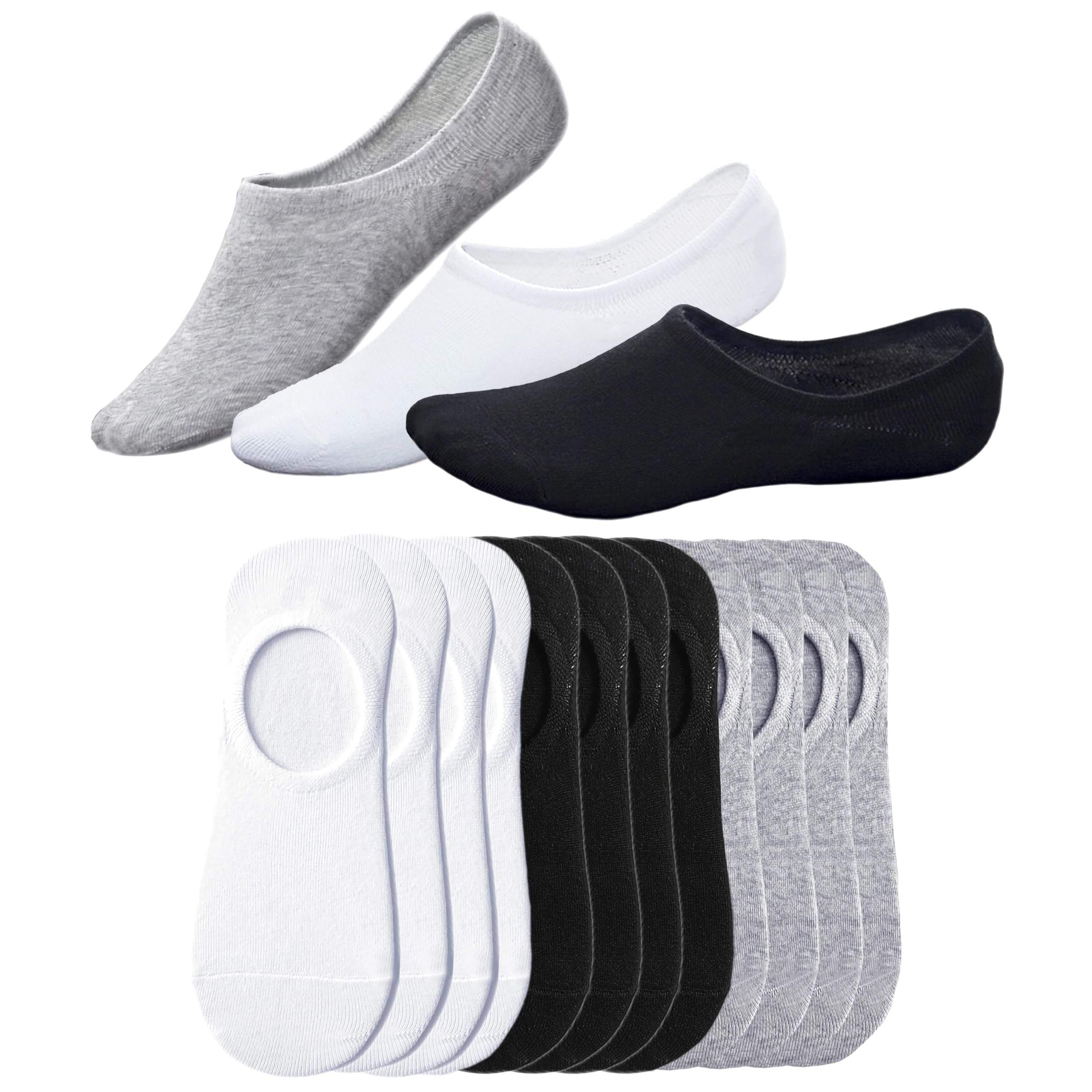 RICHBULL 12 Pairs No Show Socks for Women & Men - Low Cut Invisible Liner Socks, Breathable Thin Casual Socks with Non-Slip Grip for Sneakers, Loafers & Dress Shoes - Perfect for Work, Gym & Daily Wear