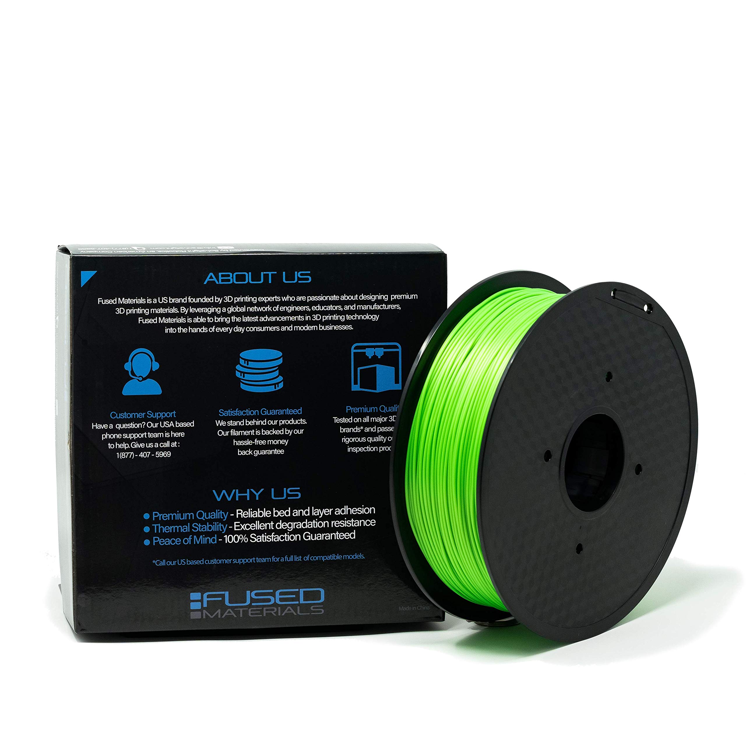 Premium Green PLA 3D Printing Filament - 1kg Spool (2.2lbs), 1.75mm Diameter, High Precision +/- 0.03mm for Smooth 3D Printing - Perfect for DIY Projects, Home Decor, Prototyping and Educational Models