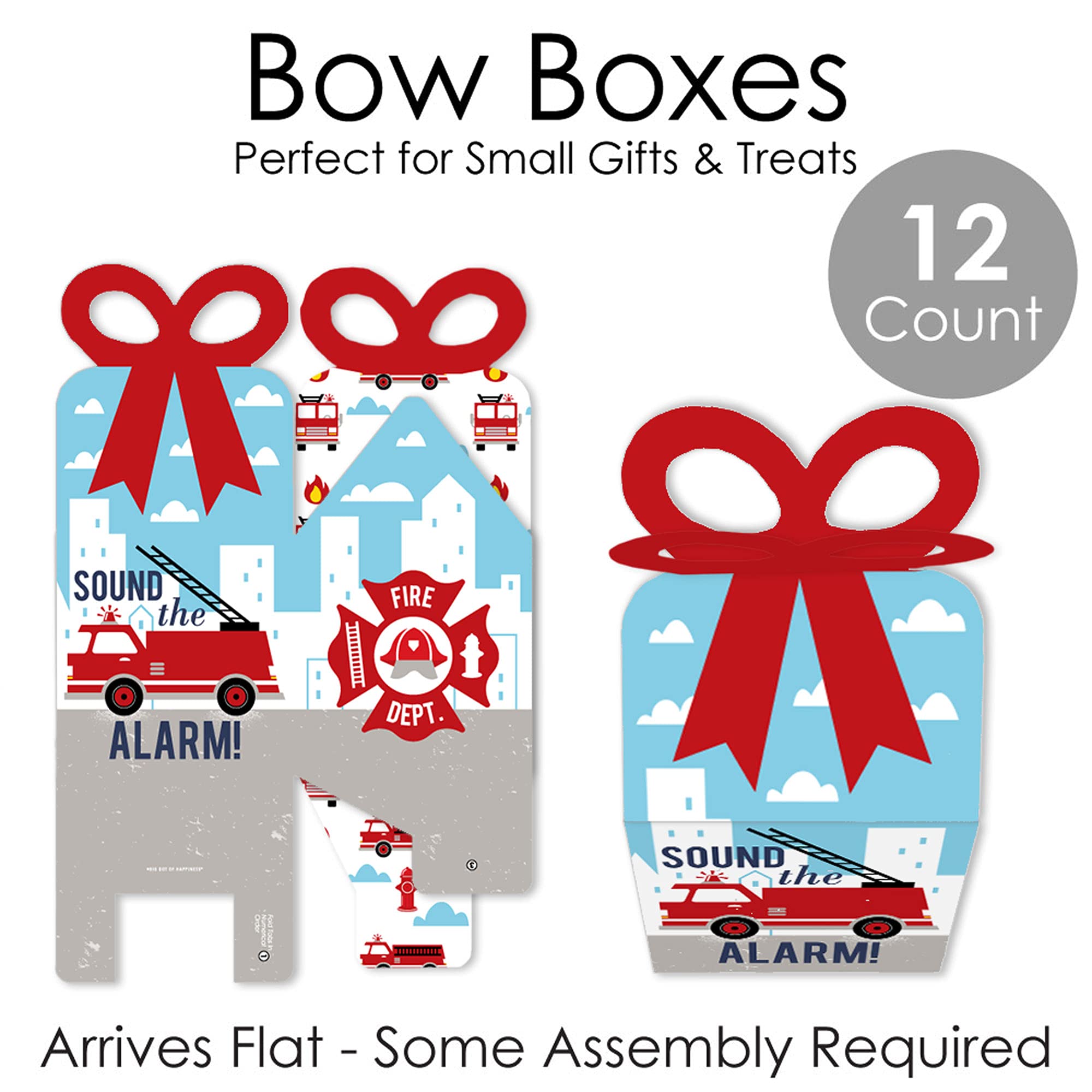 Fire Truck Favor Gift Boxes - Set of 12 for Baby Showers & Birthday Parties