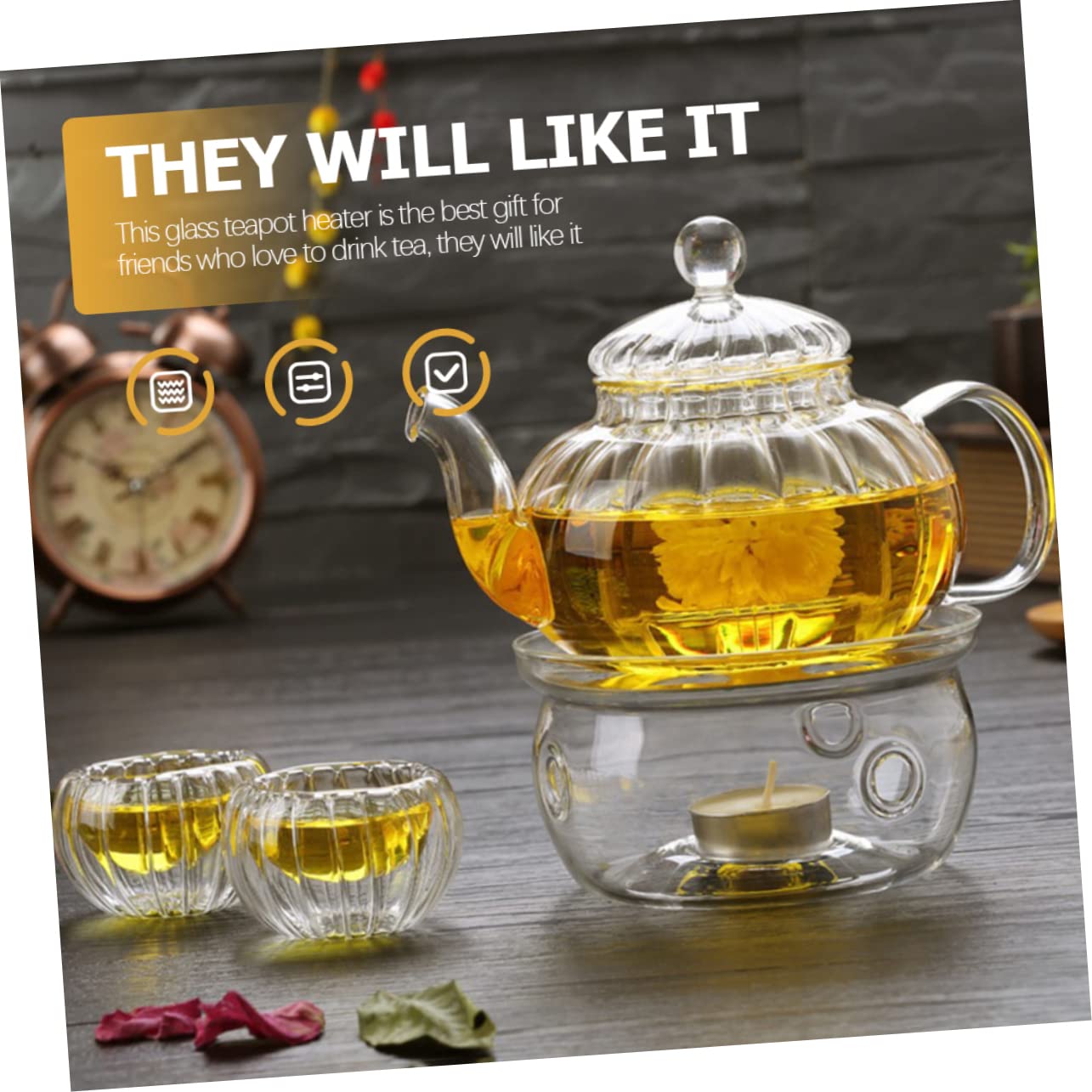 Premium Borosilicate Glass Teapot Warmer - Tea Warmer Accessory with Heating Base for Home & Office - Perfect for Tea Lovers, Gift Giving, and Enhancing Home Decor