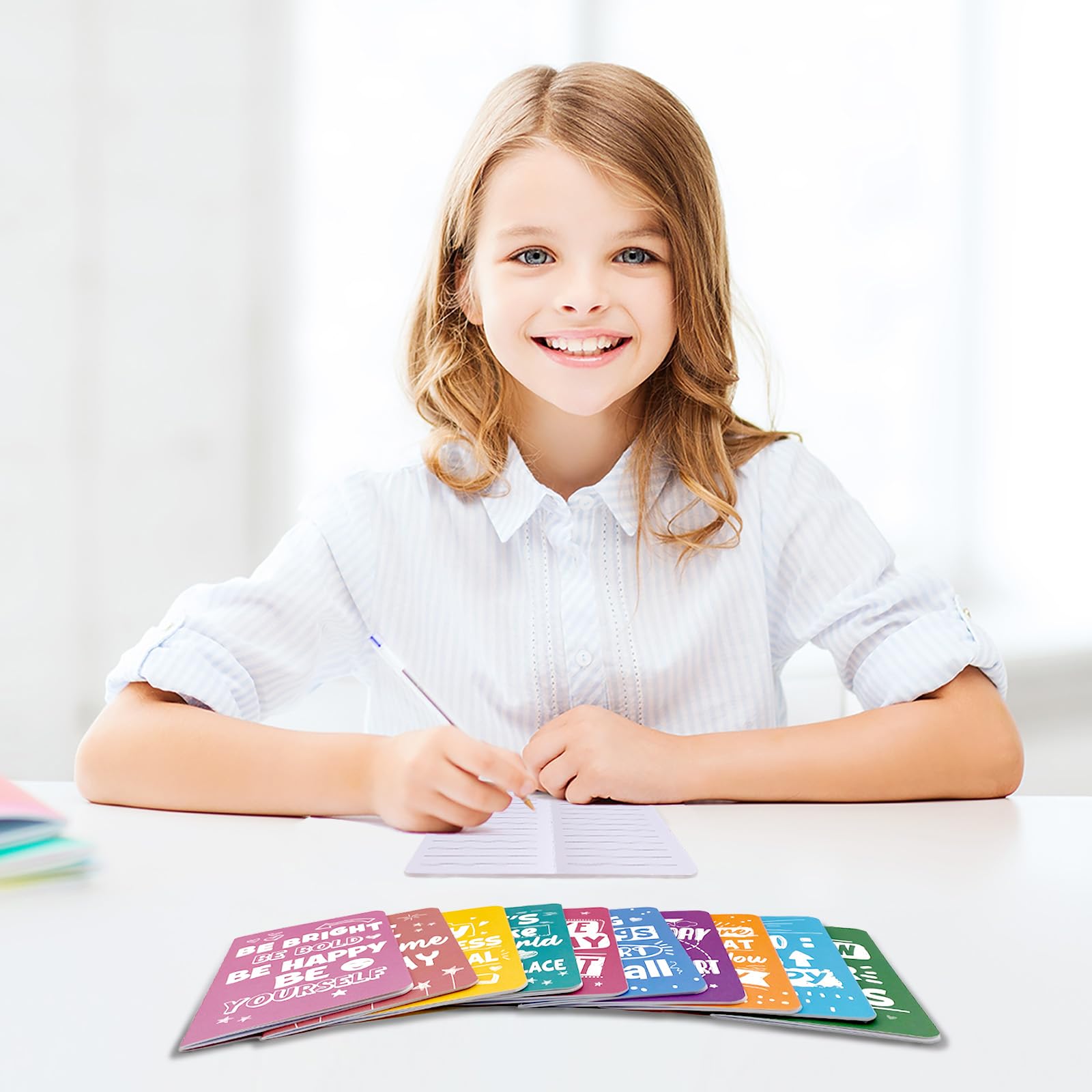 24 Pack Mini Colorful Notebooks - Motivational Journals & Inspirational Notepads for Kids, Teachers - Small Pocket Notebook Bulk Set for School, Office Gifts, Travel Supplies & Prize Rewards (Simple Design) - Perfect for Journaling, Note Taking, Classroom Rewards & Travel Essentials