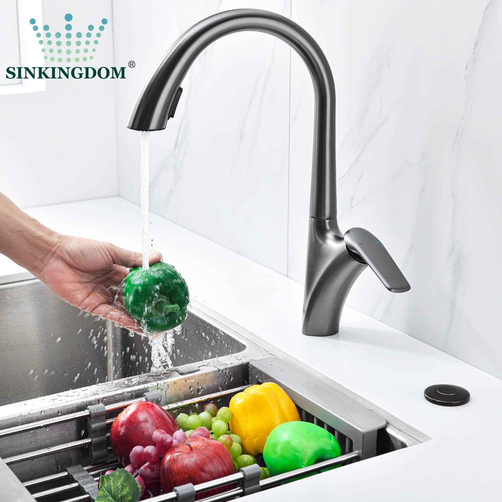 Stainless Steel Garbage Disposal Air Switch Kit with Oil Rubbed Bronze Button - Easy Sink Top Installation for Kitchen Waste Disposal & Dishwashing Convenience