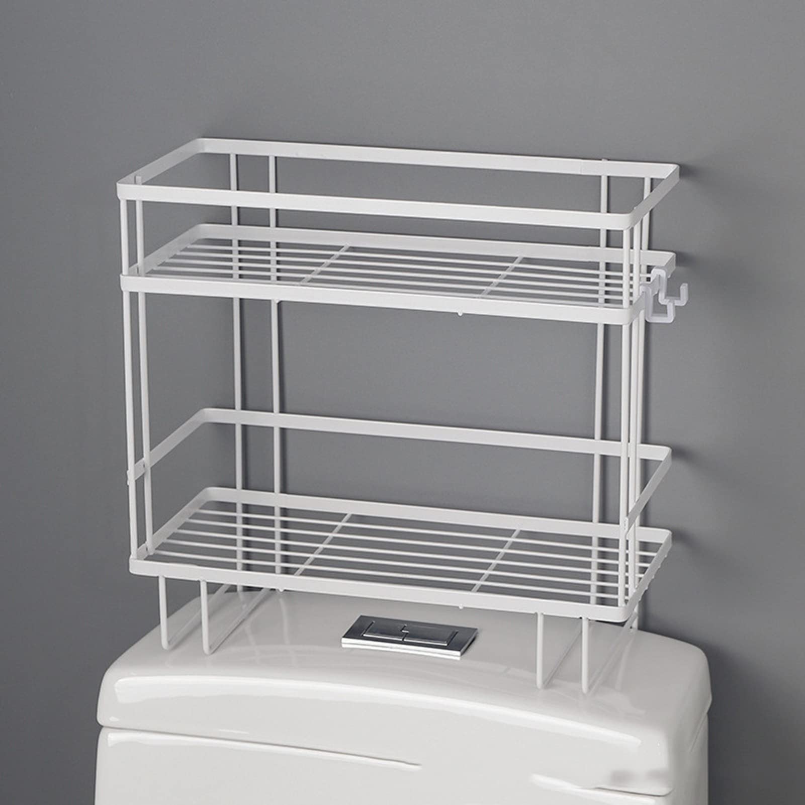 Over The Toilet Storage Shelf - Bathroom Organizer Cabinet with No Drilling Wall Mount, Space Saving White Toilet Paper Holder - Perfect for Small Bathrooms, Apartments & Powder Rooms