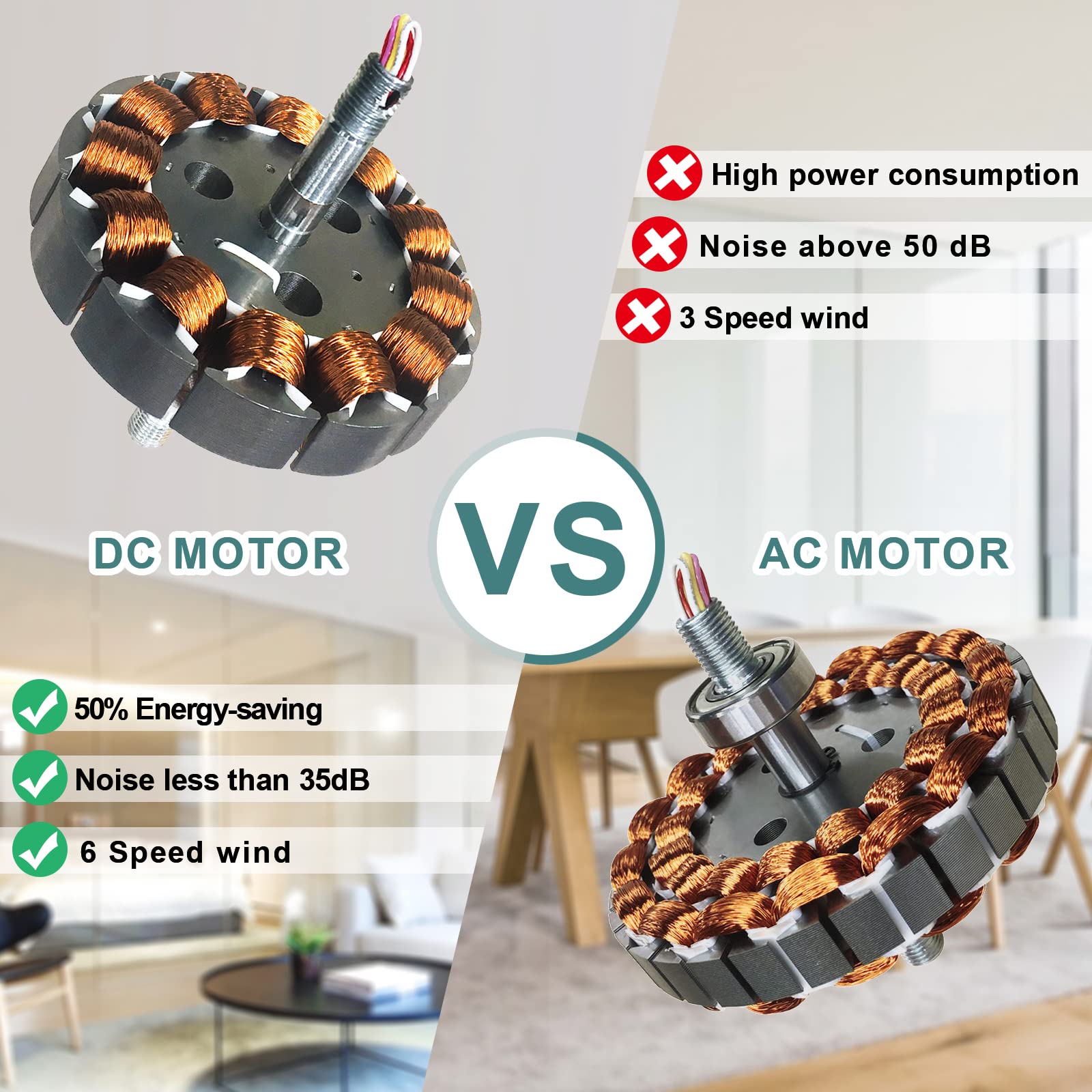 Sofucor 52-Inch Low Profile Ceiling Fan with Lights - Flush Mount Modern Wood Ceiling Fan with Remote Control, 3 Reversible Solid Wood Blades, Noiseless DC Motor - Perfect for Bedroom, Living Room & Office