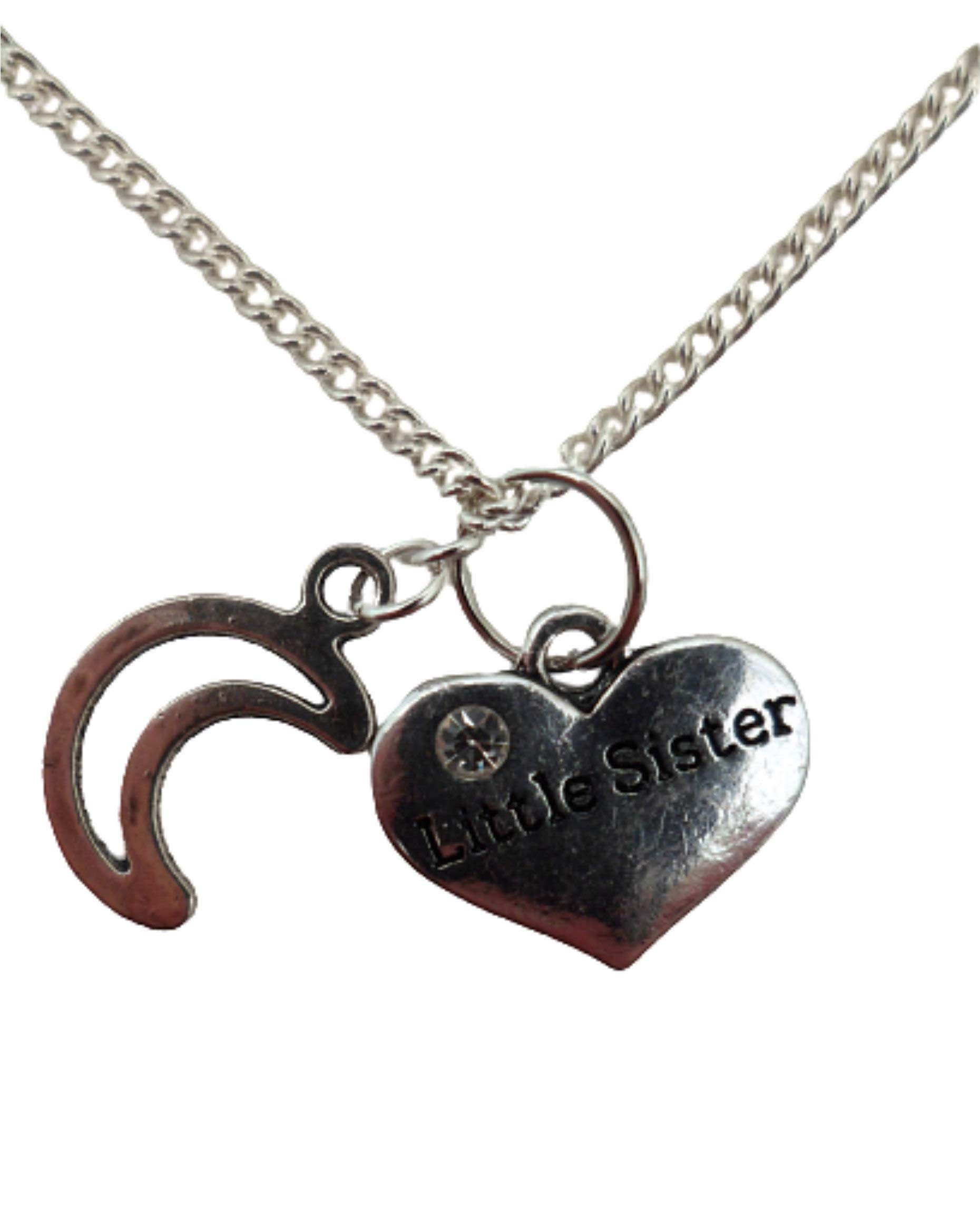 Silver Plated Heart Charm Necklace for Women - Elegant Little Sister Jewelry Gift with Gemstone Accent | Perfect for Valentine's Day, Birthday & Anniversary Gifts