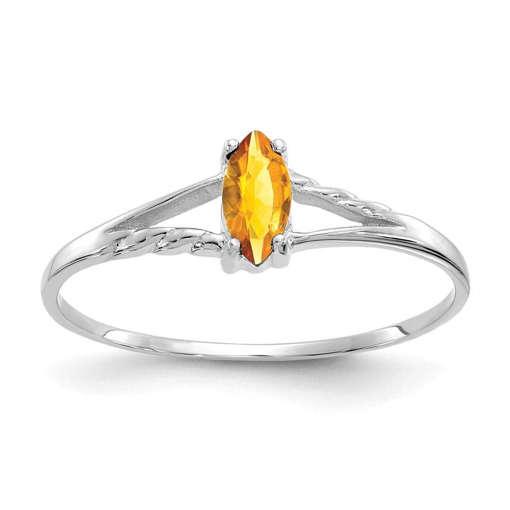 14k White Gold Citrine Ring for Women - Elegant Birthstone Jewelry Gift for Her, Size 7 - Perfect for Anniversaries & Special Occasions