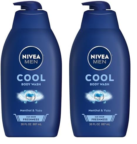 Nivea Men Cool Body Wash with Icy Menthol - Refreshing Shower Gel for Men, 30 Fl Oz Pump Bottle (Pack of 2) - Energizing Daily Shower & Post-Workout Cleansing