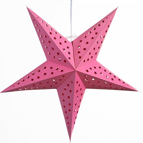 Solid Pink Paper Star Lantern with 12 Foot Power Cord Included