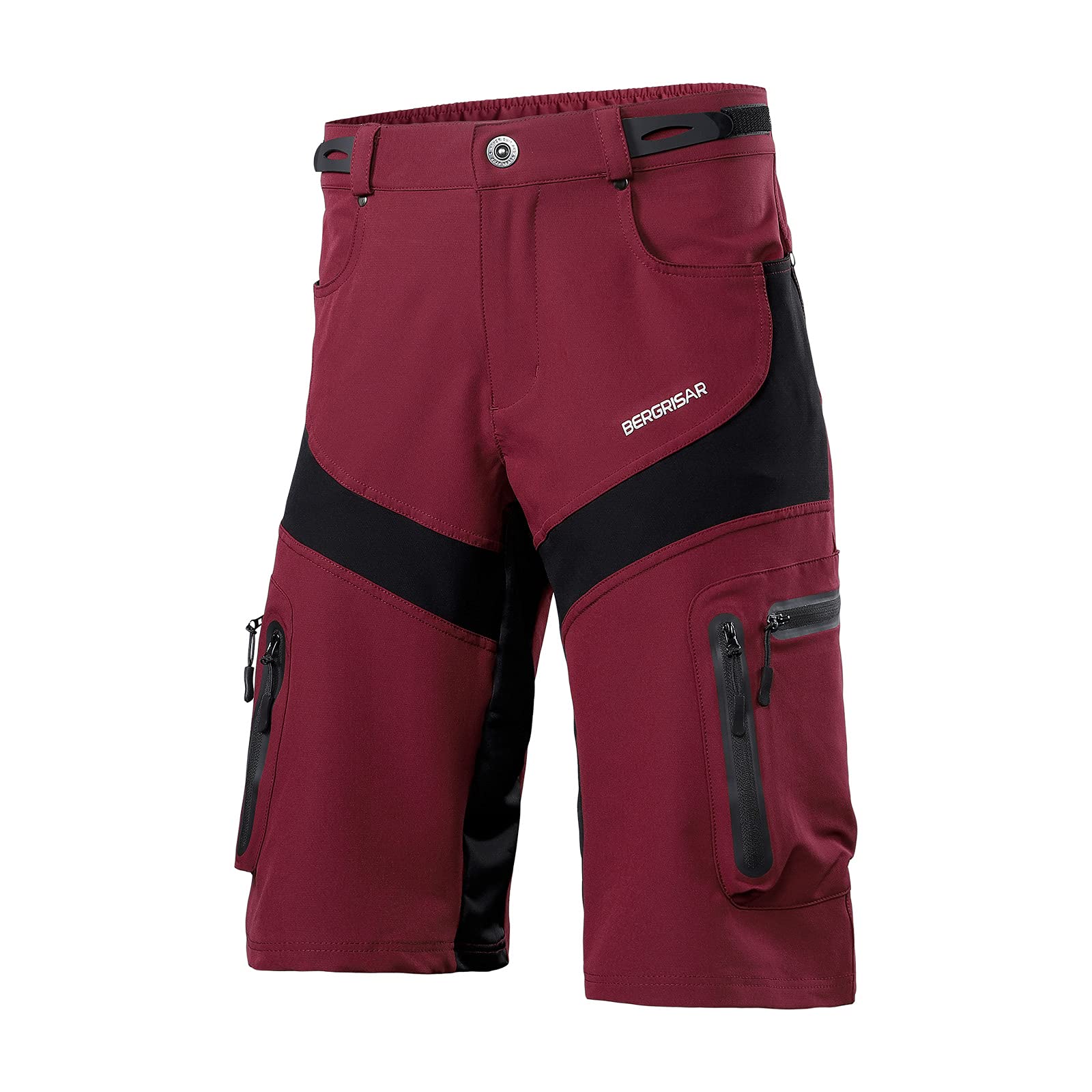 BERGRISAR Men's Cycling Shorts - MTB Mountain Bike Shorts with Zipper Pockets | Breathable & Padded for Comfort | Perfect for Road Cycling, Mountain Biking & Commuting