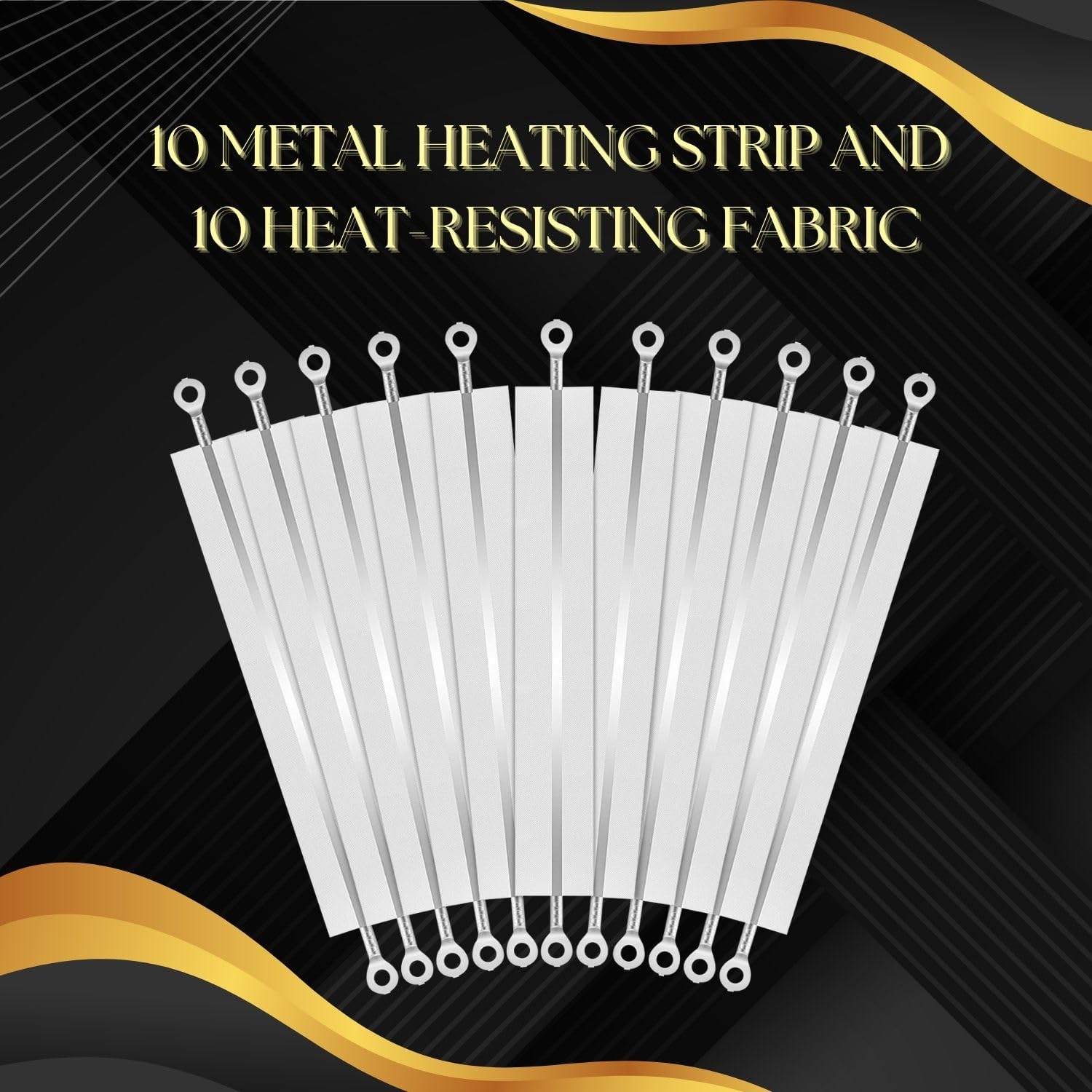 Flexzion Impulse Sealer Replacement Parts Kit - 600W 8-inch Heat Seal Strips, PTFE Tape & Heating Elements (10-Pack) for Food Packaging, Plastic Bag Sealing & Industrial Use
