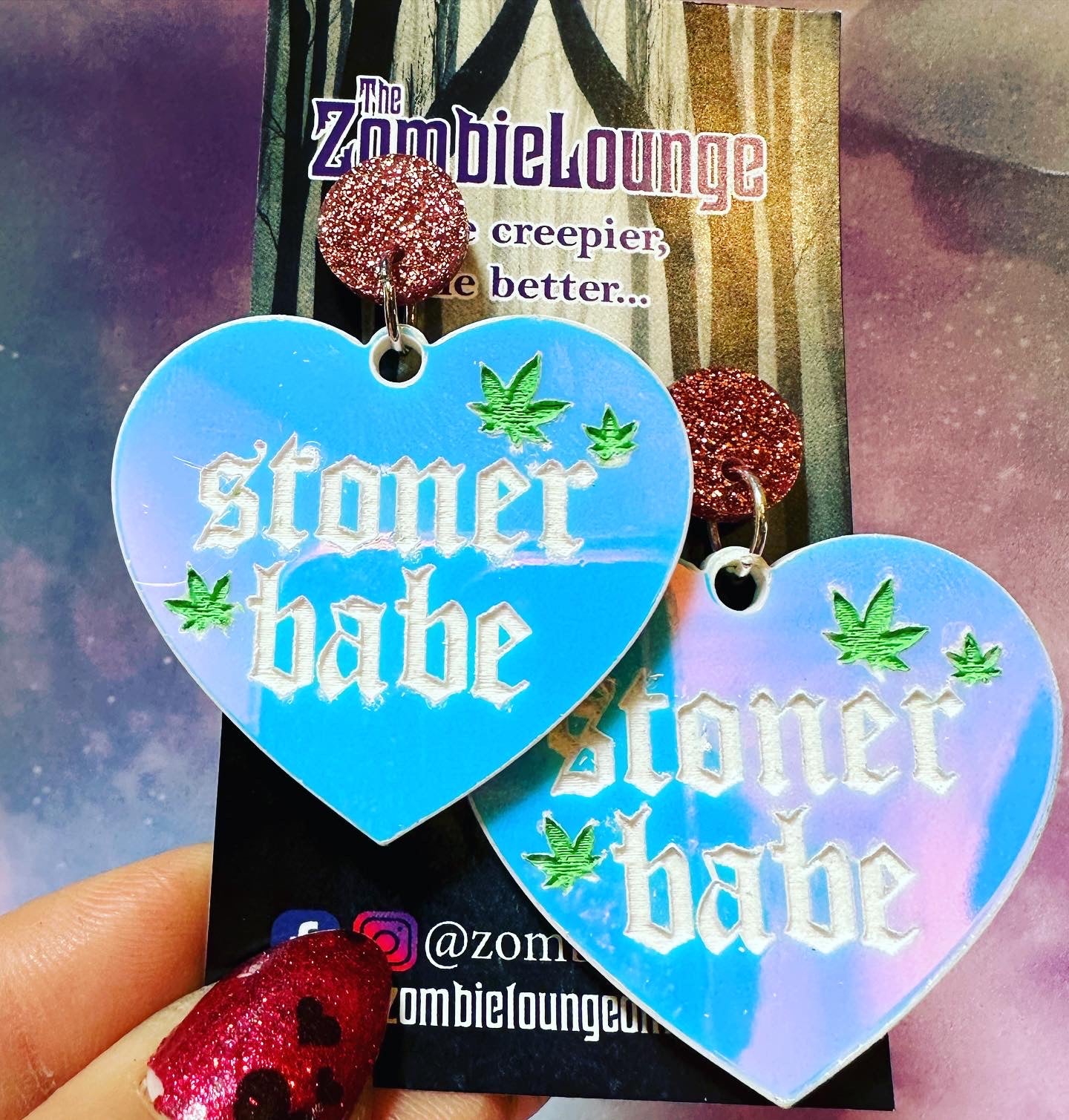 Stoner Babe Weed Leaf Earrings for Women - Dainty 420 Hippie Jewelry - Perfect for Music Festivals & Boho Style Outfits