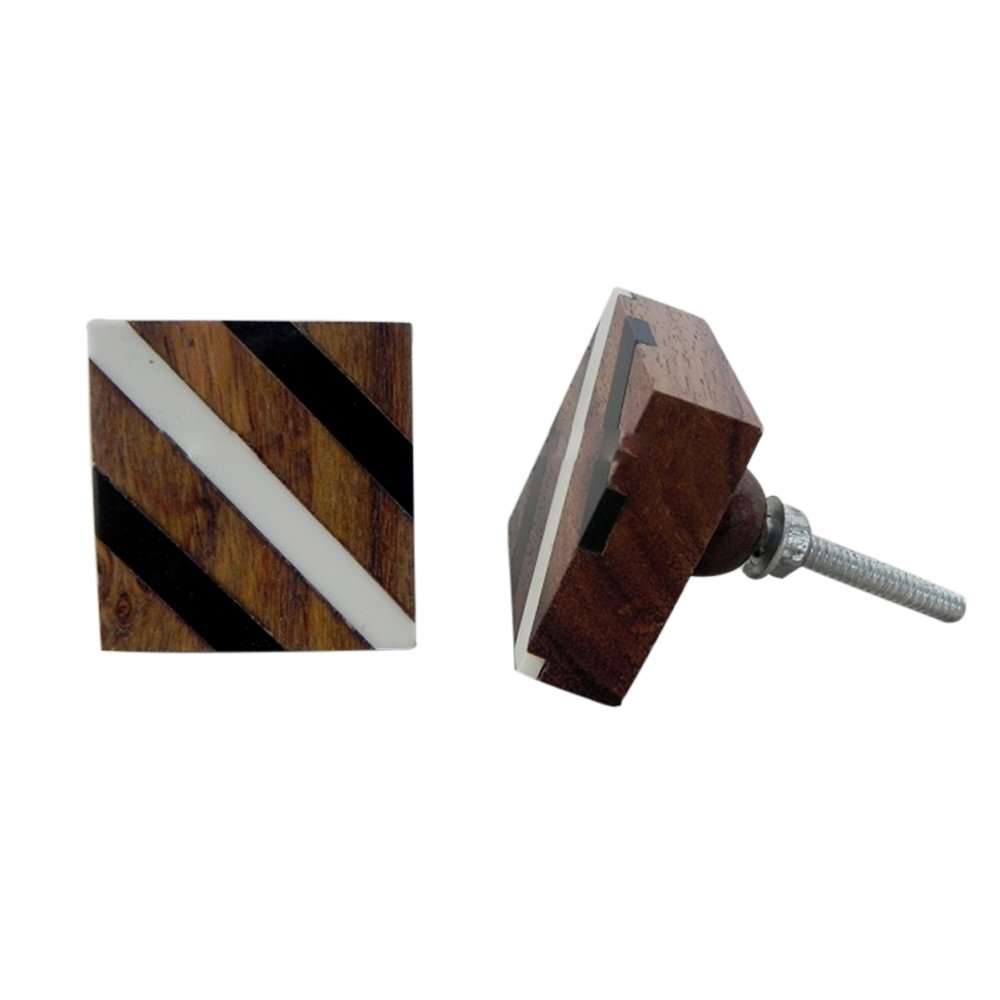 IndianShelf 2-Piece Boho Wooden Drawer Knobs - Brown Decorative Cabinet Pulls for Dresser, Kitchen & Modern Door Hardware - Single Hole Installation - Perfect for Boho, Farmhouse & Vintage Home Decor