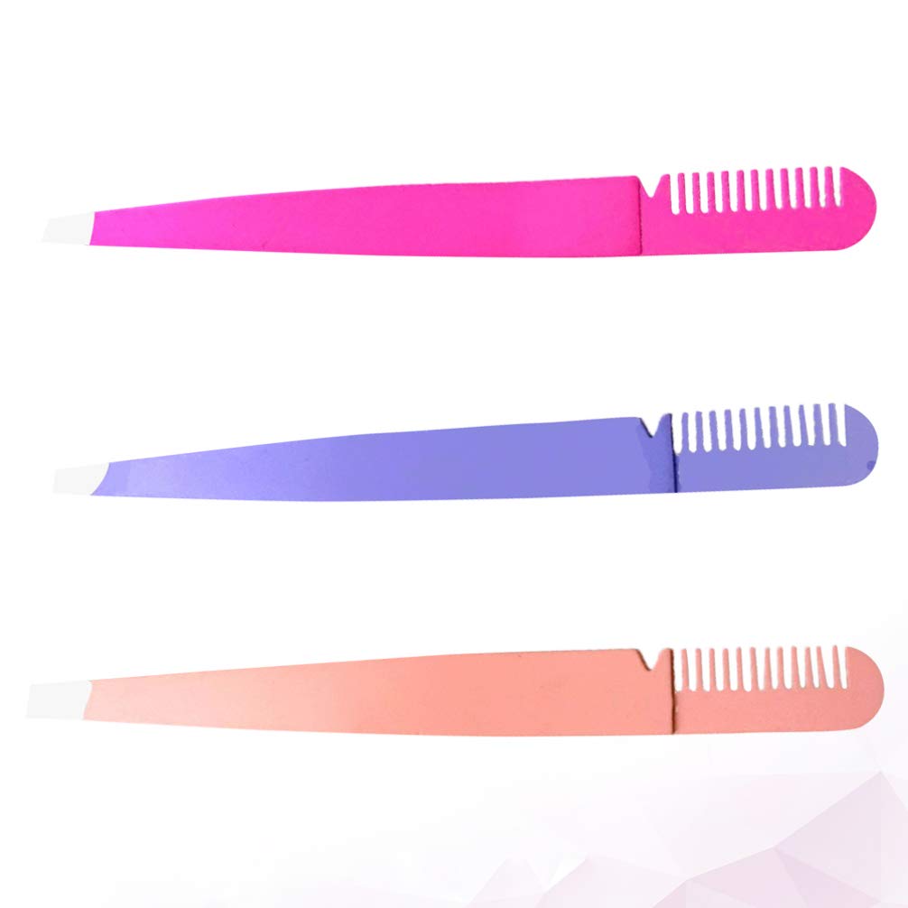 3-in-1 Eyebrow Tweezers Set with Comb - Perfect for Eyebrow Shaping & Makeup