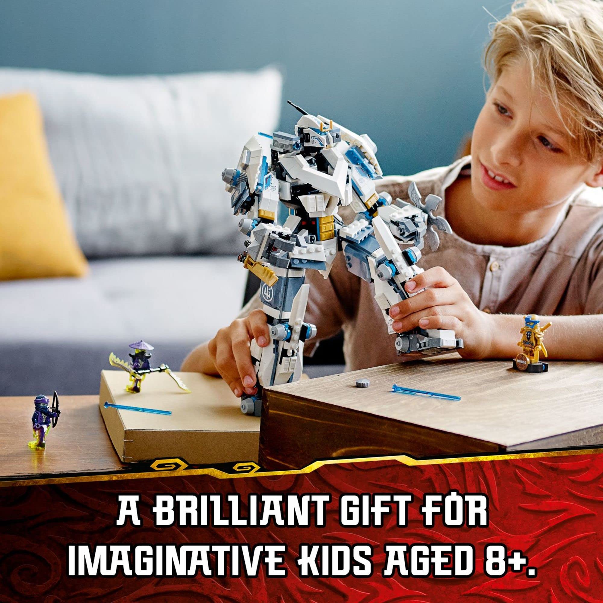 LEGO NINJAGO Legacy Zane’s Titan Mech Battle 71738 Building Set - Ninja Action Figure Toy with Golden Jay Minifigure & Ghost Warriors - Creative Construction Gift for Kids, Boys & Girls - Perfect for Playtime, Birthday Presents & Collectors