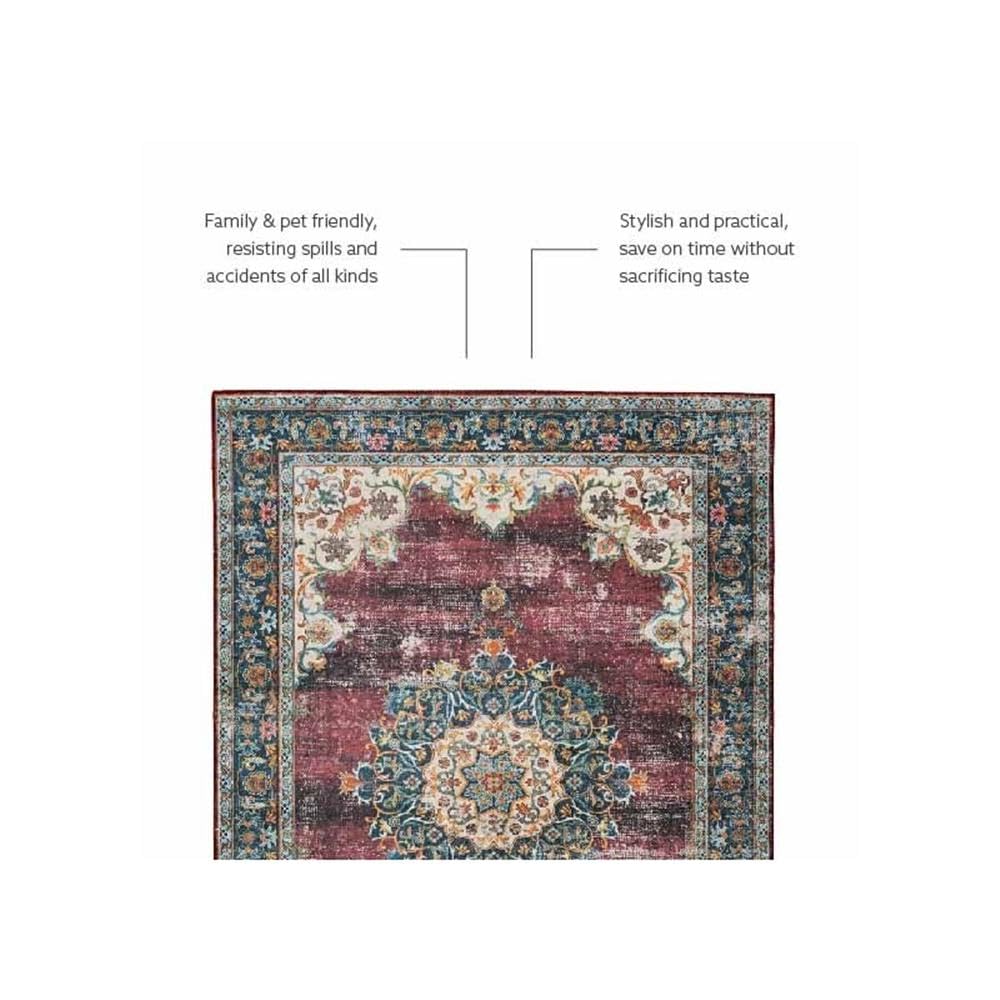 Linon Washable Adams Polyester 5'x7' Area Rug in Ivory - Soft & Durable for Living Room, Bedroom, or Office Decor