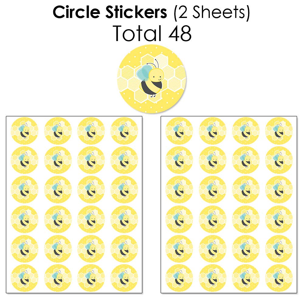Big Dot of Happiness Honey Bee Mini Candy Bar Wrappers & Round Stickers - 304pcs Baby Shower Birthday Party Favors Kit - Perfect for DIY Candy Decorations, Bee-Themed Celebrations & Sweet Table Displays