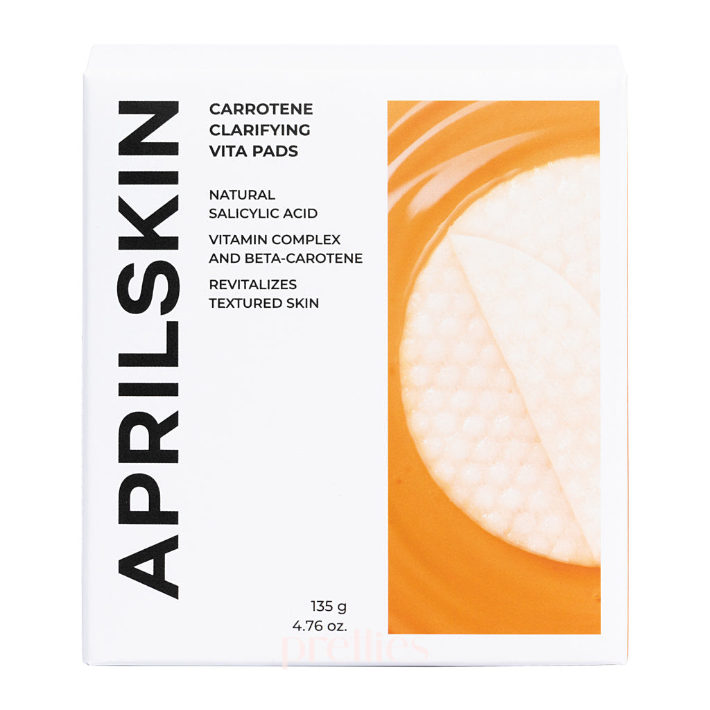 AprilSkin Carrotene Clarifying Vita Pads - 60 Exfoliating Cotton Pads with Vitamin C for Brightening & Acne Treatment (135g) | Perfect for Daily Skincare Routine & Travel