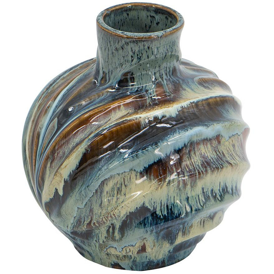 Handmade Reactive Glazed Ceramic Vase - Unique Crackle Finish Home Decor for Living Room, Dining Table & Wedding Centerpieces