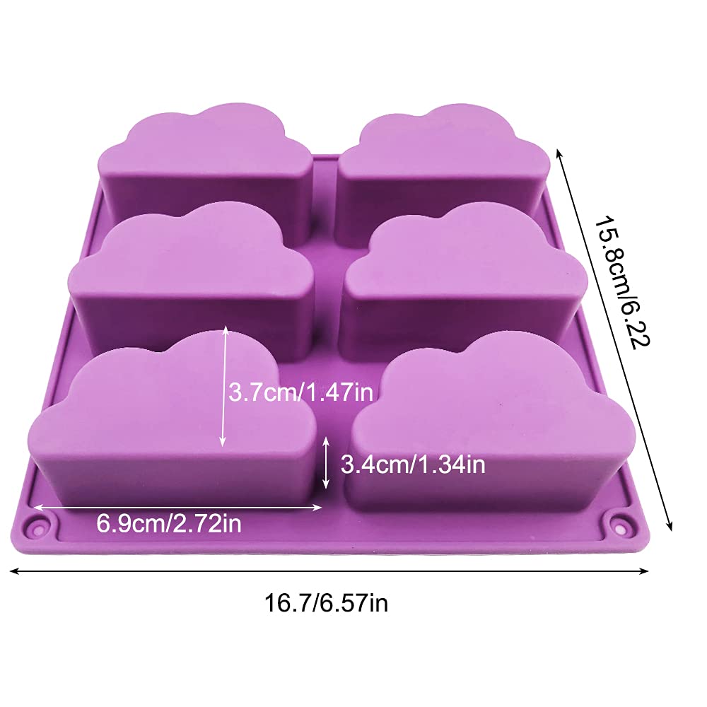3 Pack Silicone Soap Molds for Soap Making - Cloud Shaped Soap Makers Kit, Reusable Baking Molds for Cupcakes, Puddings & DIY Crafts (Perfect for Homemade Gifts, Bath Bombs & Candle Making)