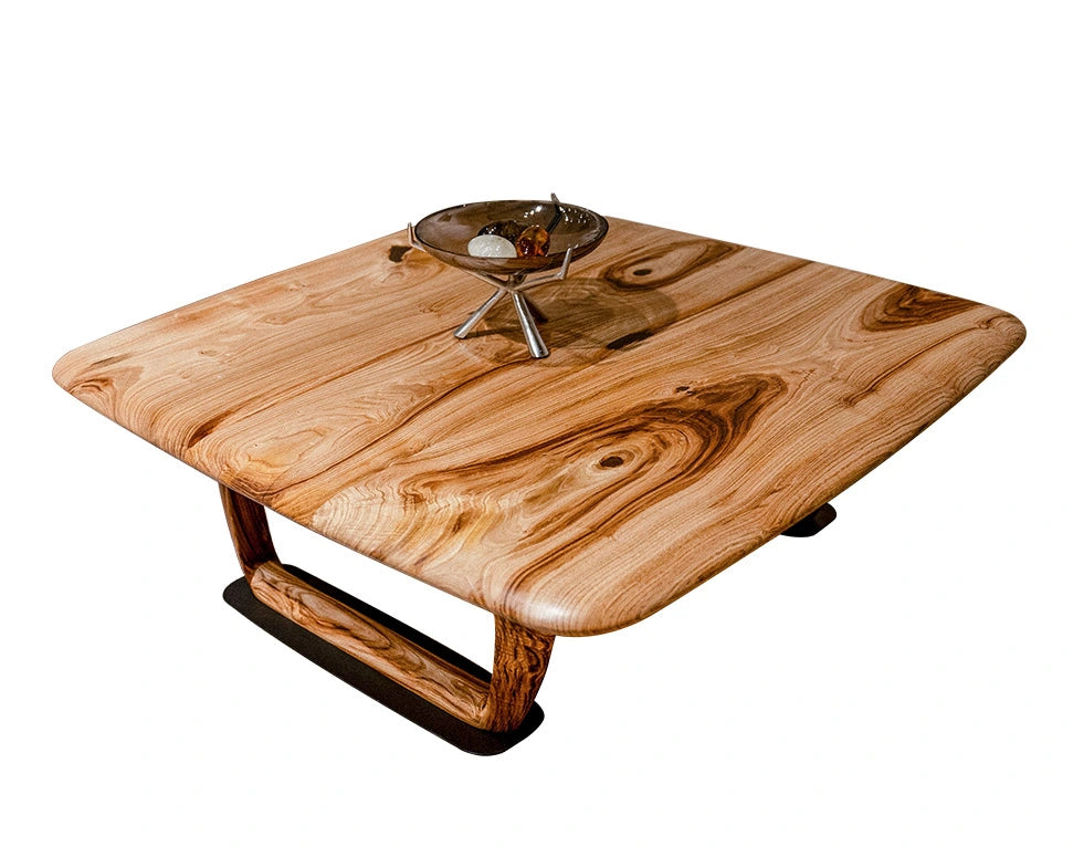Rustic Solid Chestnut Wood Coffee Table with Natural Wood Legs - Perfect for Living Room, Farmhouse Decor & Cozy Home Style