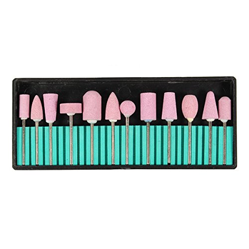 12 Pcs Pink Ceramic Nail Drill Bits Kit - Professional Manicure Pedicure Grinding Heads for Nail Polishing Machine | Perfect for Salon & Home Nail Care
