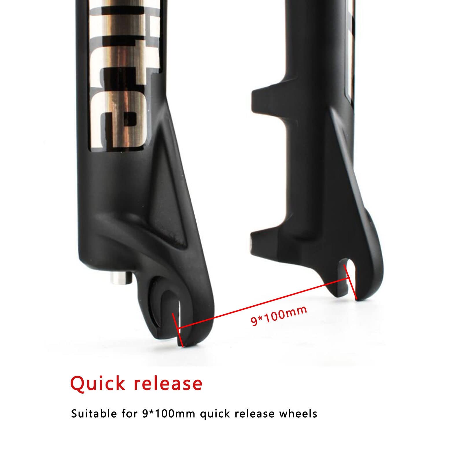 24in Air Suspension Mountain Bike Forks - 9mm Axle, 1-1/8