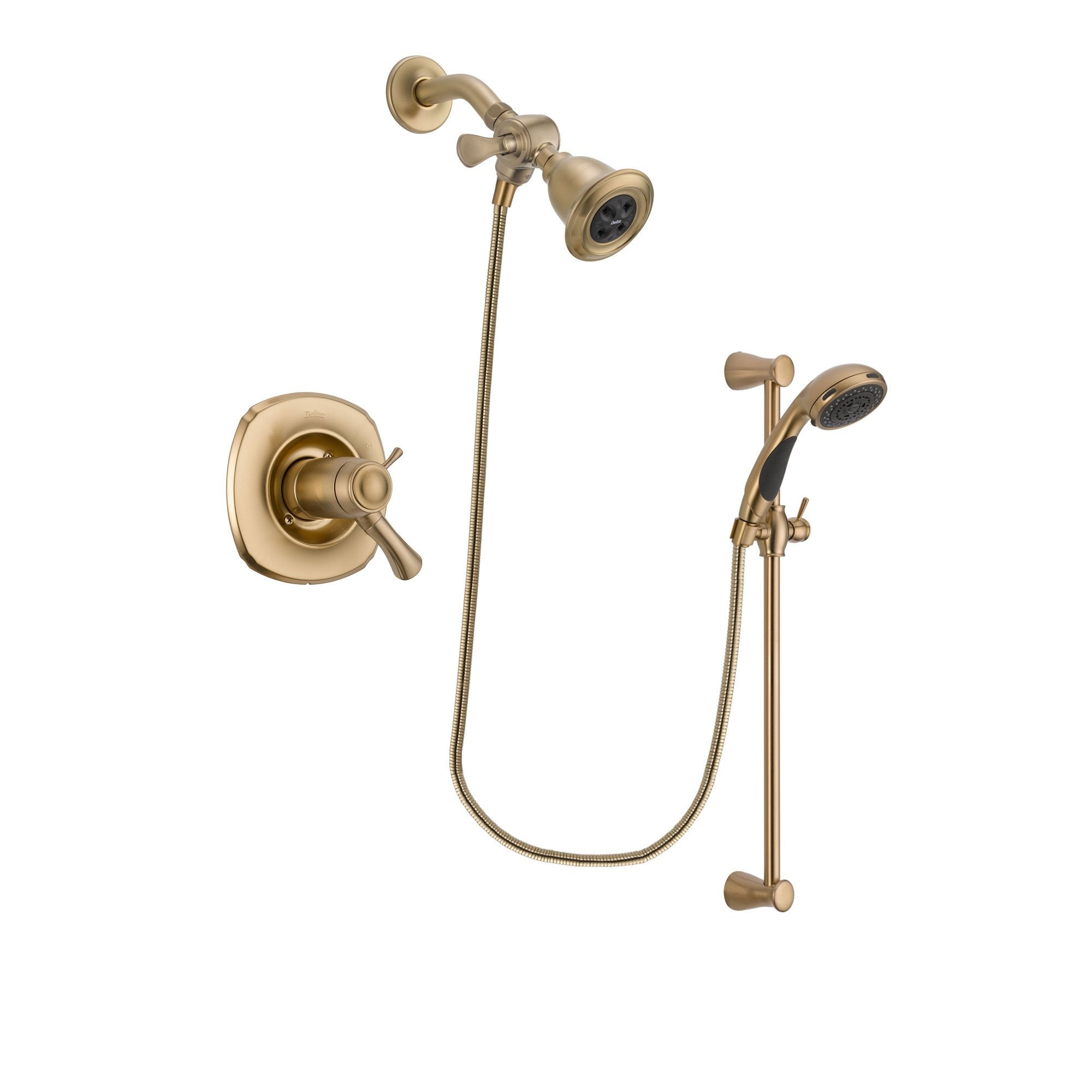 Delta Addison Champagne Bronze Thermostatic Shower System - Water Efficient Rainfall Showerhead & Handheld Sprayer with Slide Bar - Complete Rough-in Valve Package (DSP3452V) - Perfect for Luxury Bathroom Renovations & Spa-Like Shower Experience
