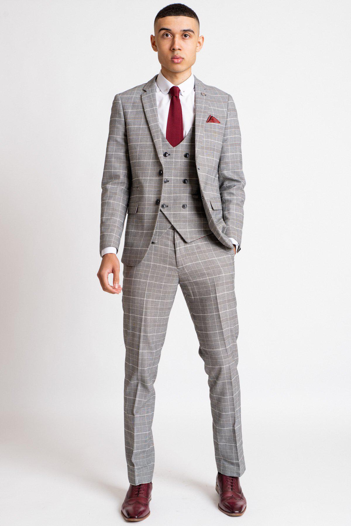 Olympic Swimmer James Guy Men's Grey Checkered Suit - Formal Business Attire for Weddings, Interviews & Professional Events