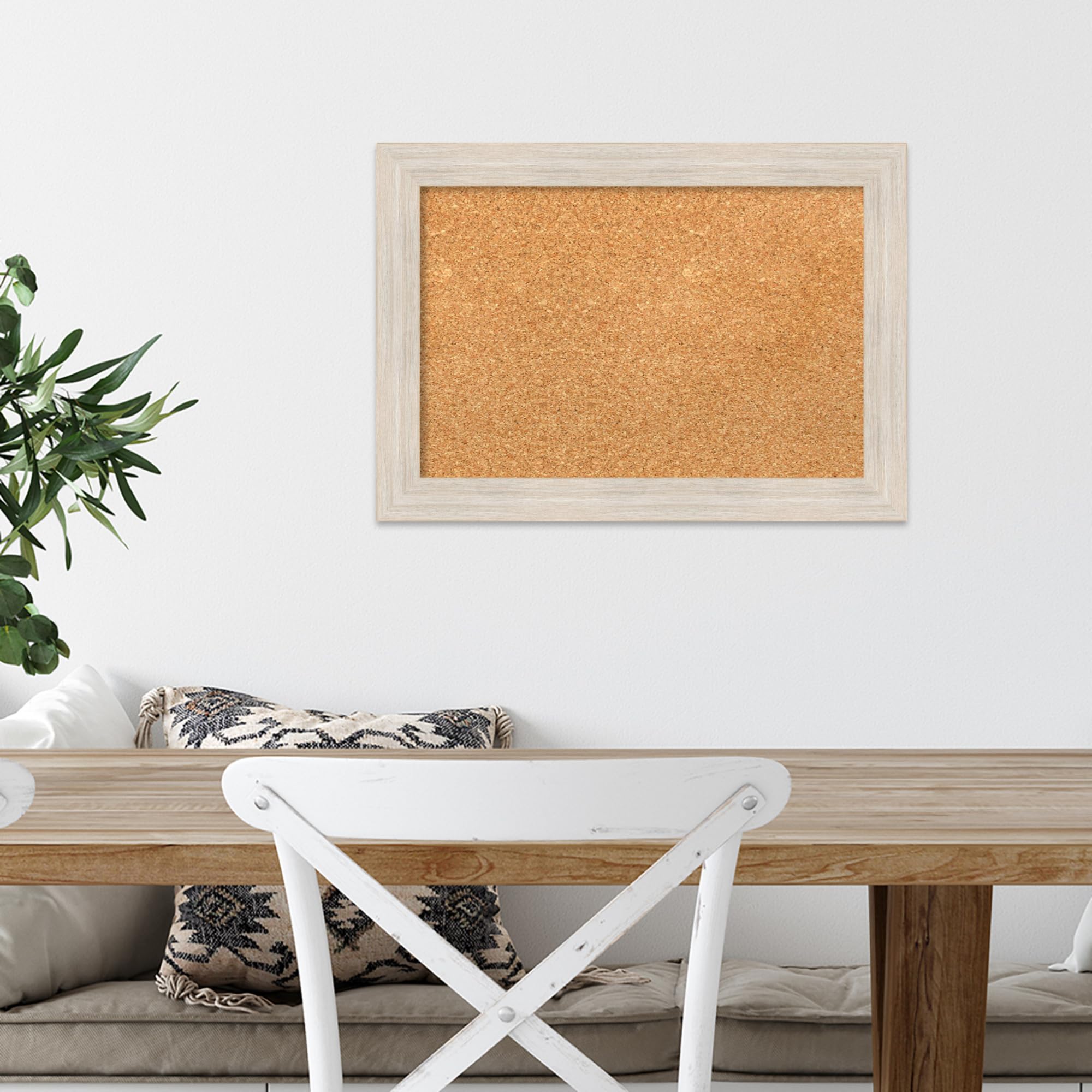 Amanti Art 15x21 Natural Cork Board with White Wood Frame - Rustic Wall Pinboard for Vision Board, Office Decor & Home Organization - Perfect for Displaying Photos, Notes & Inspirational Quotes in Home, Office or Dorm